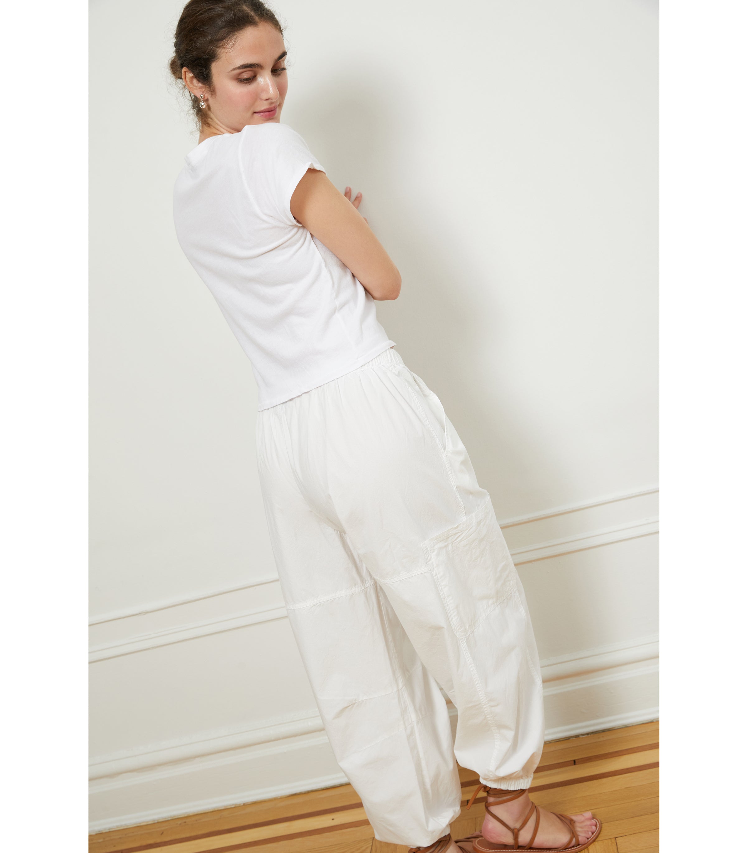 Emily Barrel Leg Cargo Pants - White | LOUP