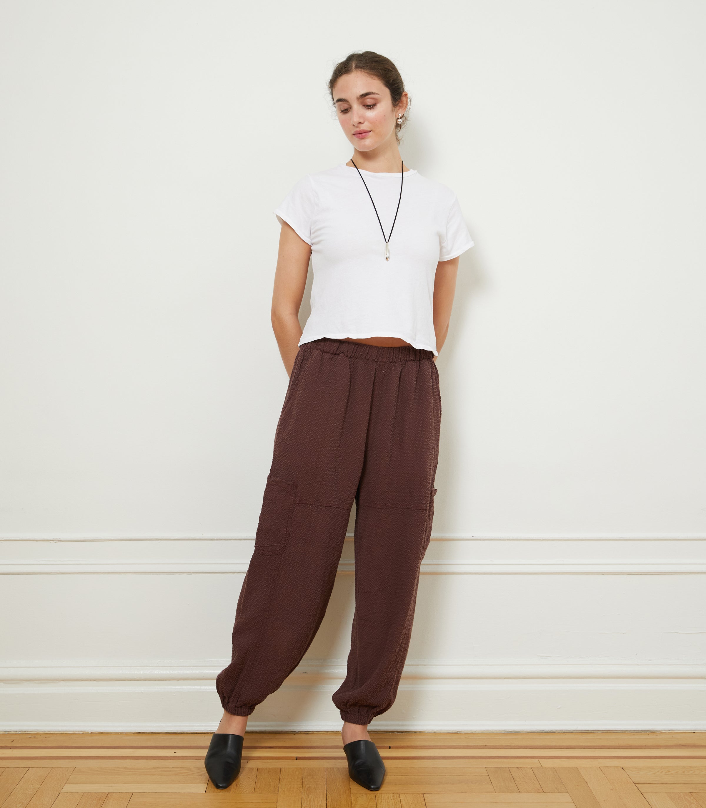 Emily Barrel Leg Cargo Pants - Maroon | LOUP