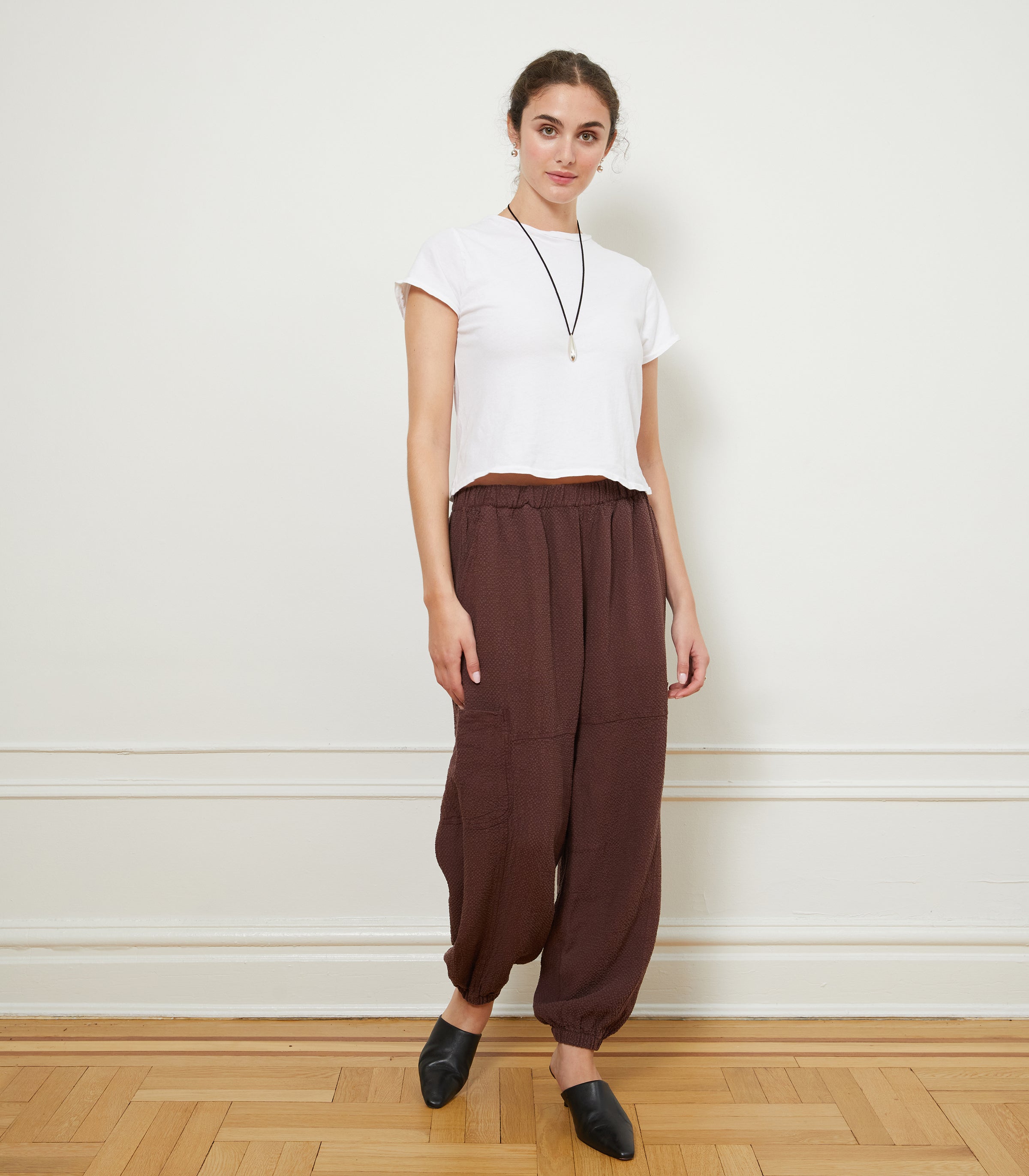 Emily Barrel Leg Cargo Pants - Maroon | LOUP