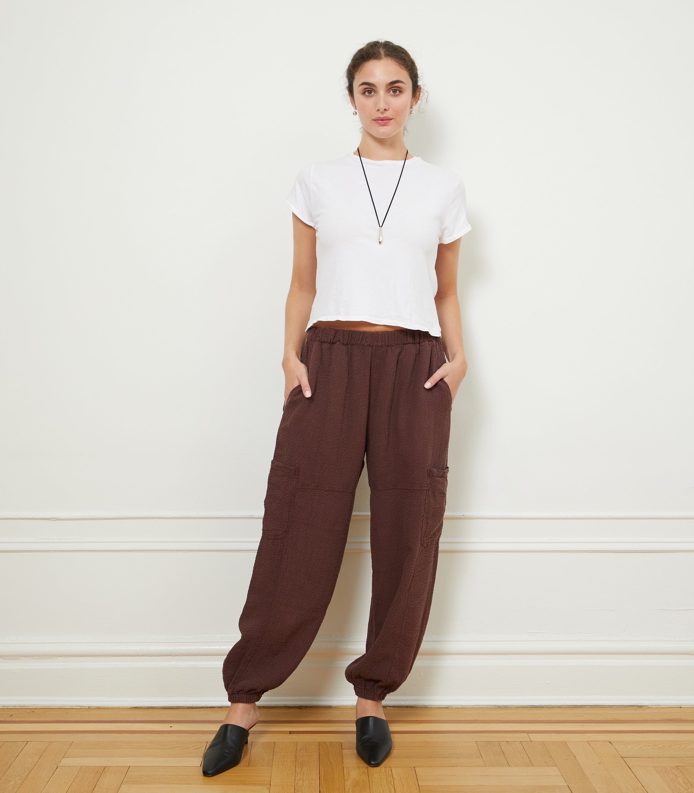 Emily Barrel Leg Cargo Pants - Maroon | LOUP