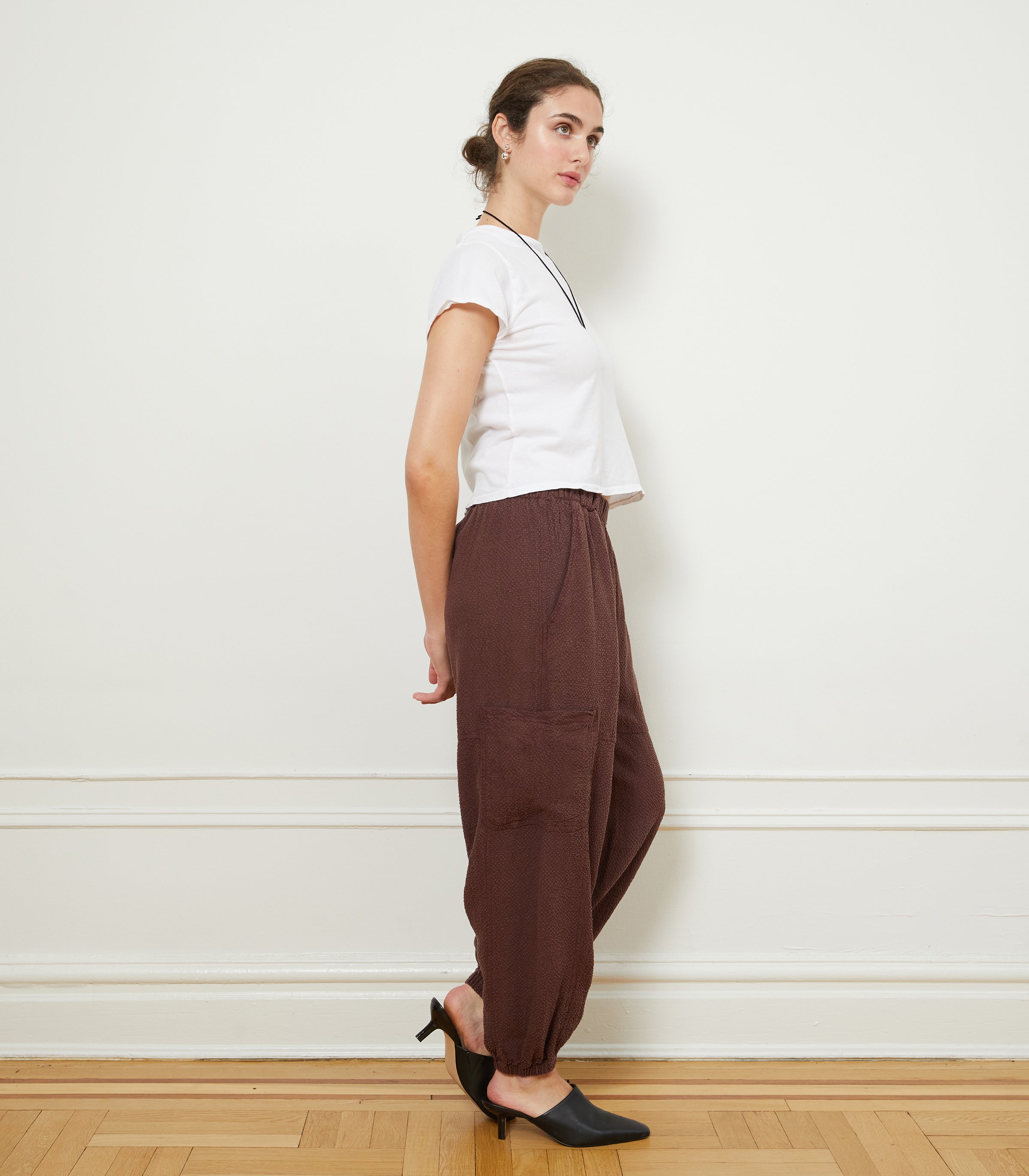 Emily Barrel Leg Cargo Pants - Maroon | LOUP