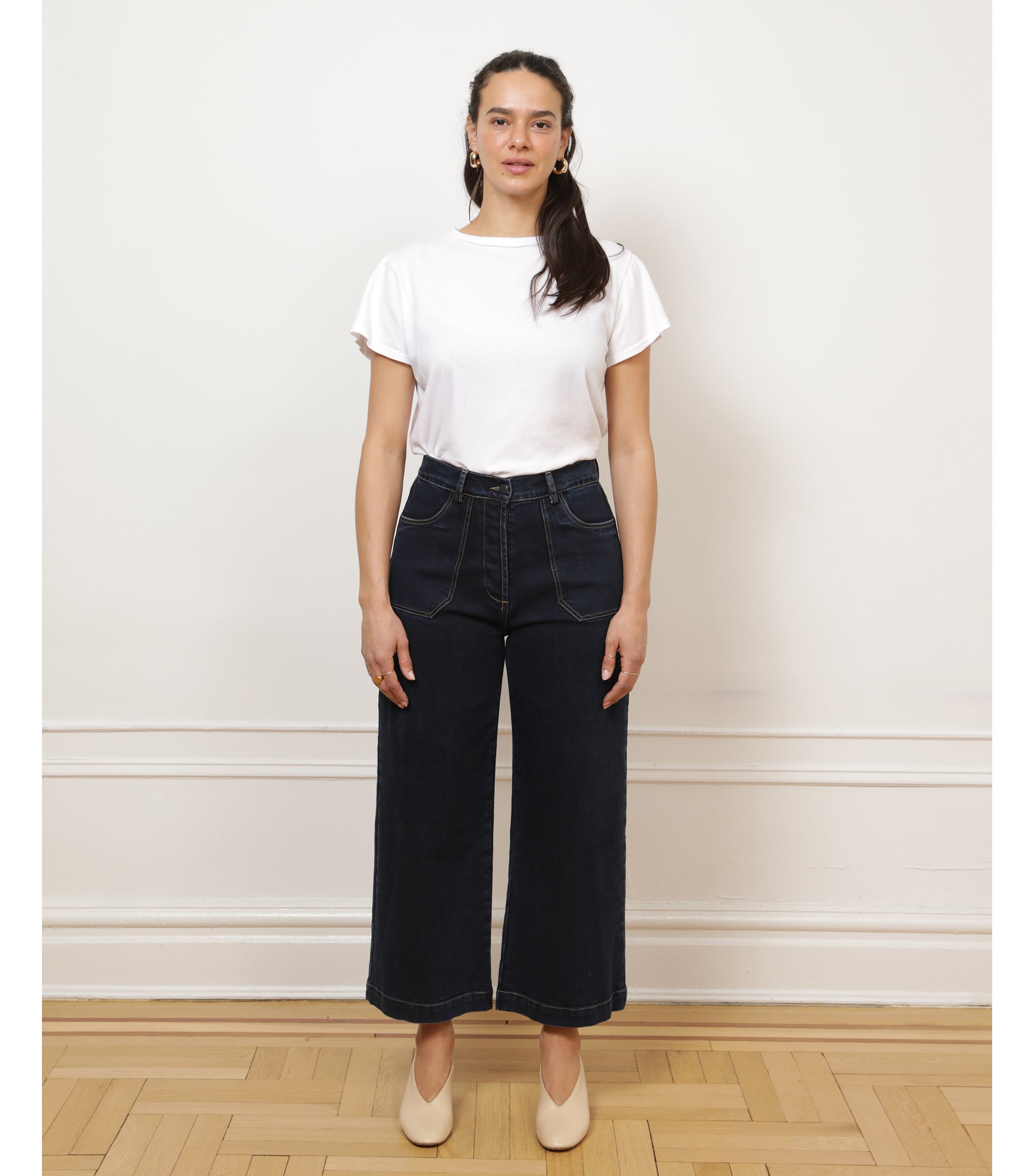 Simone Wide Crop Jeans - New York Dark