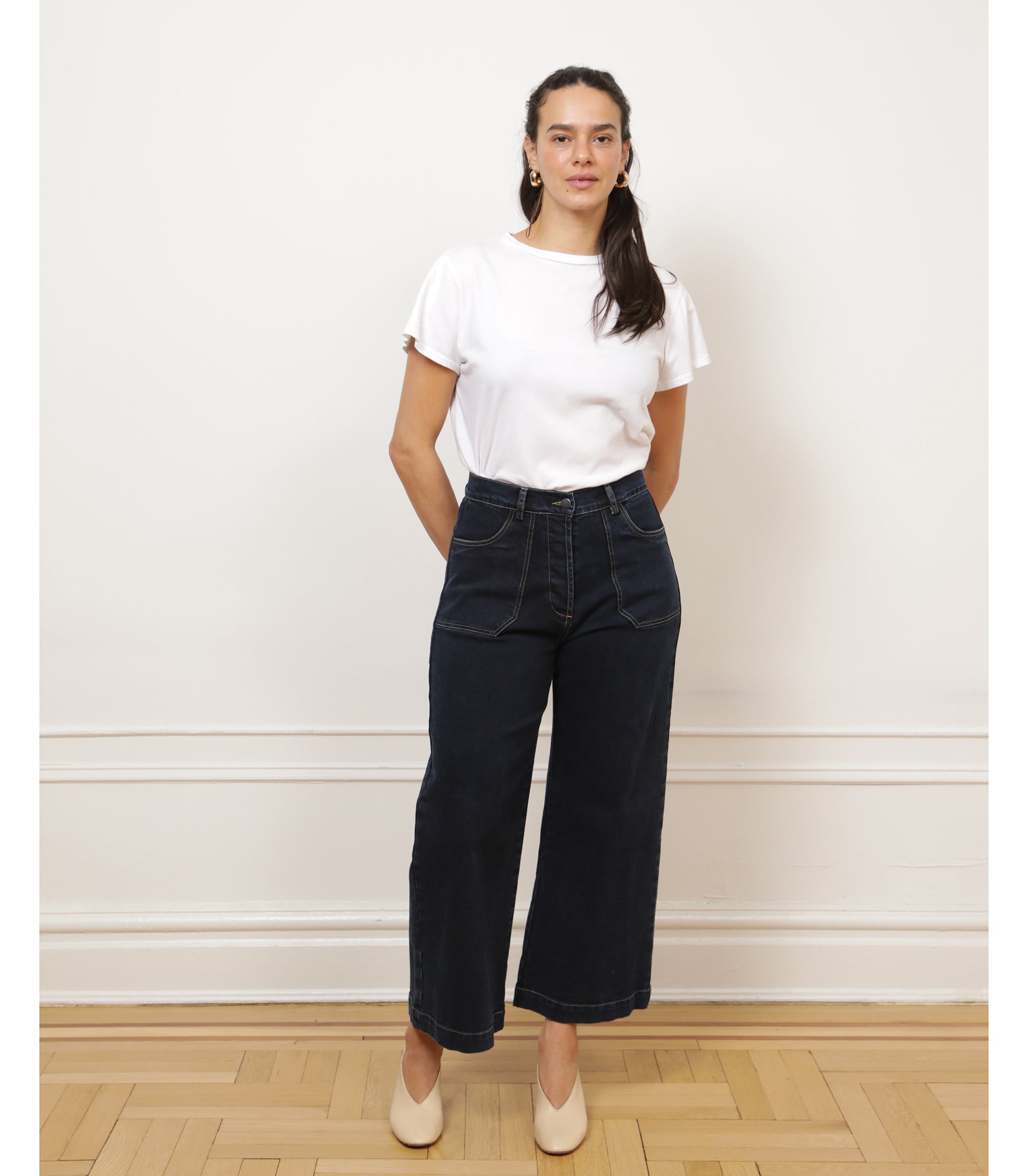 Simone Wide Crop Jeans - New York Dark