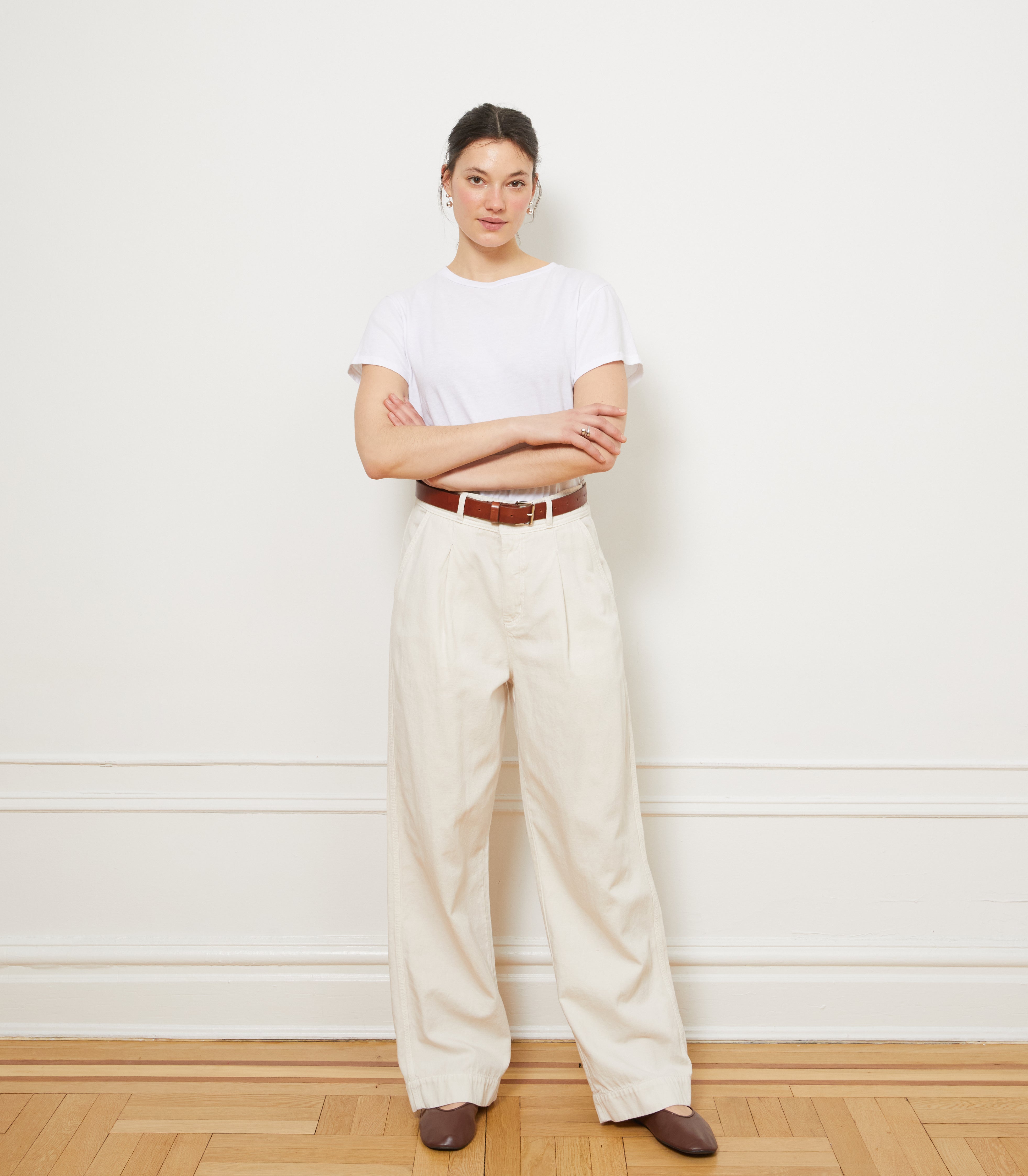 Jack Pleated Wide-Leg Trousers - Salt