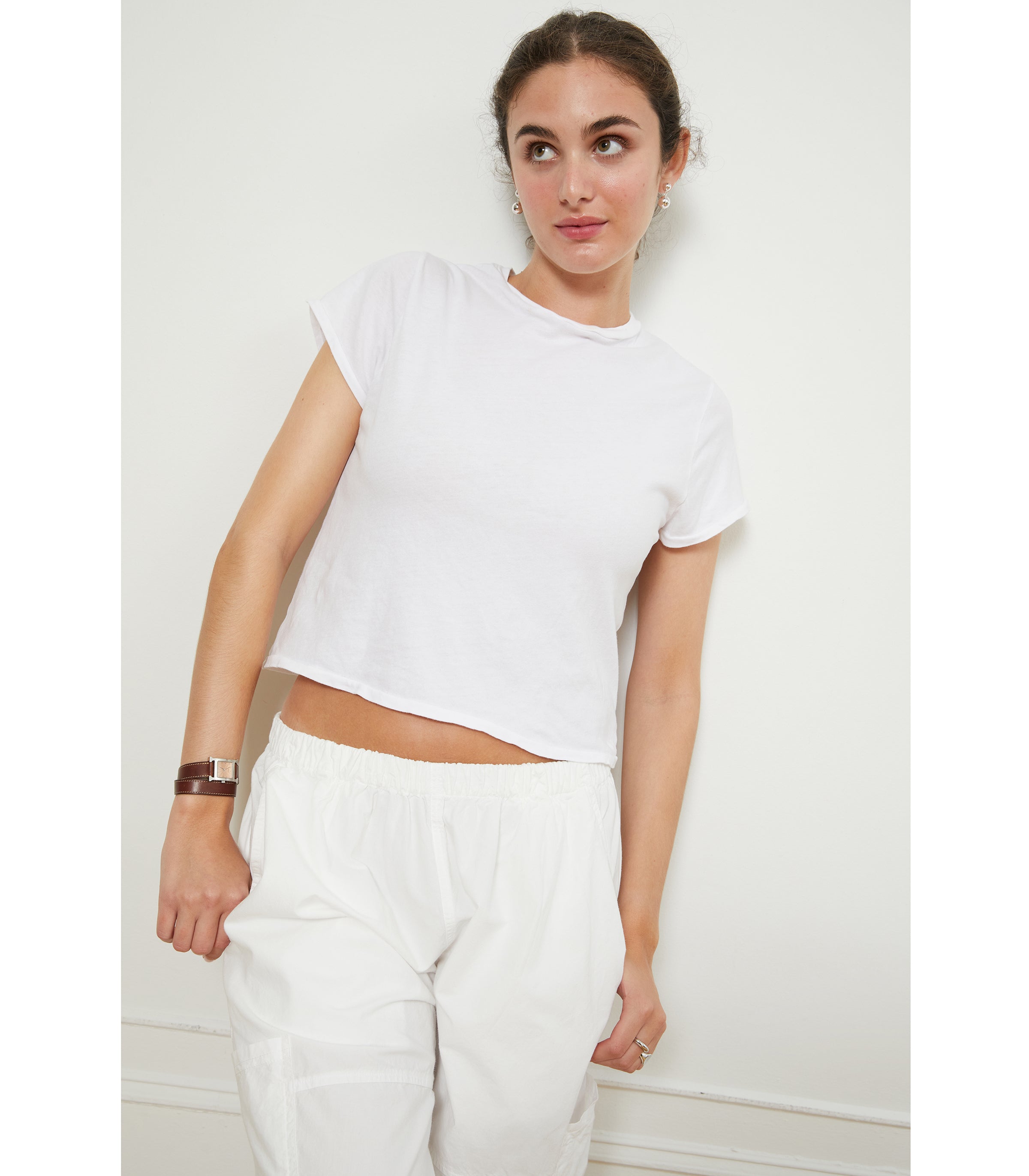 Emily Barrel Leg Cargo Pants - White | LOUP