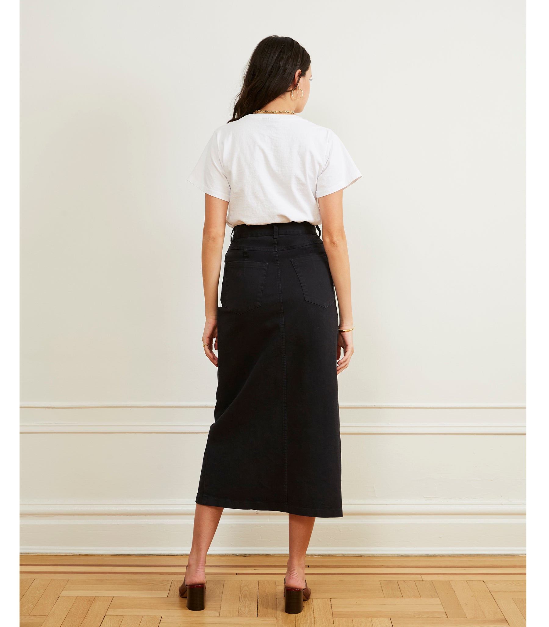 Monica Denim Midi Skirt - Black