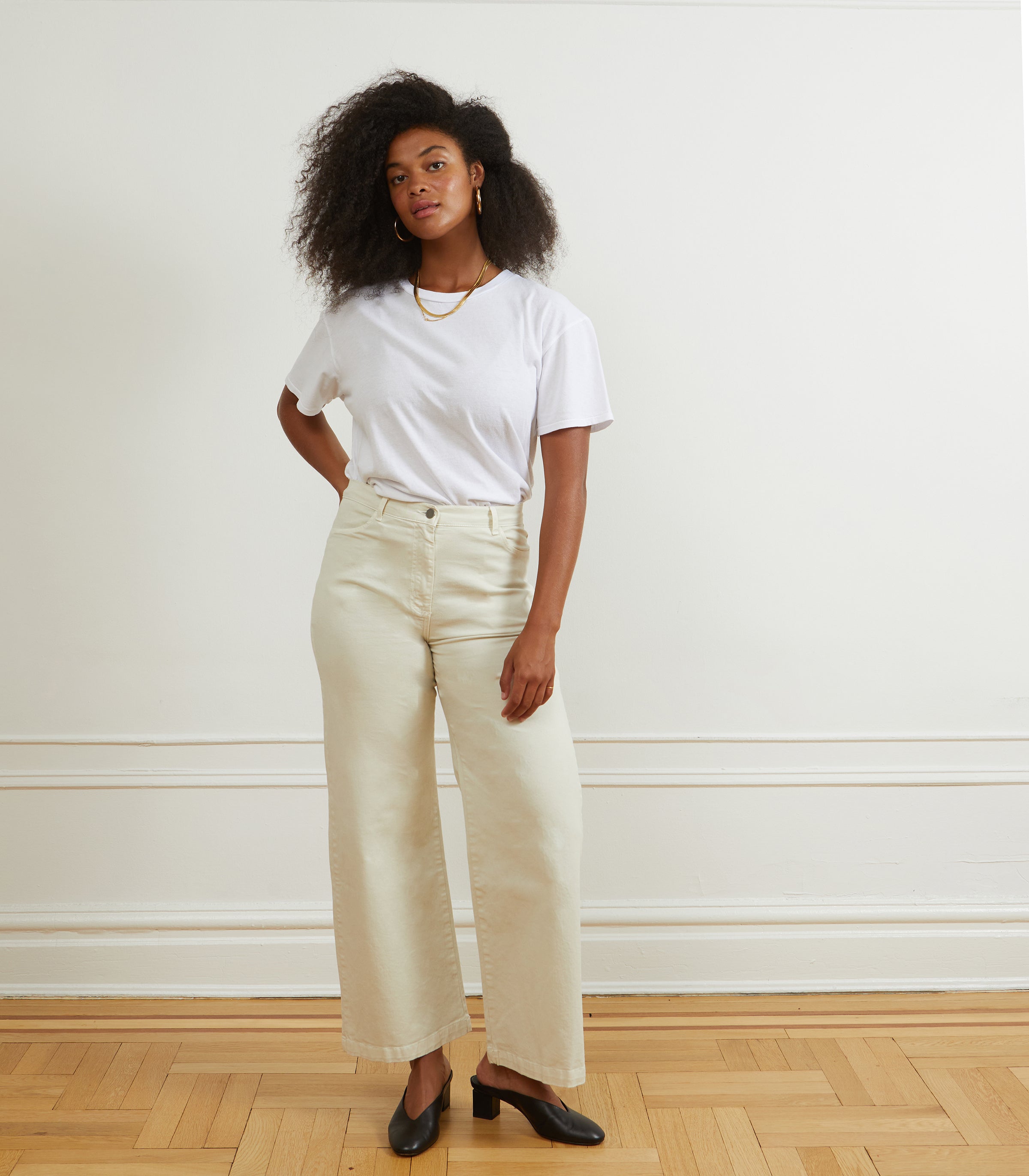 Toni Wide Ankle Pants - Salt