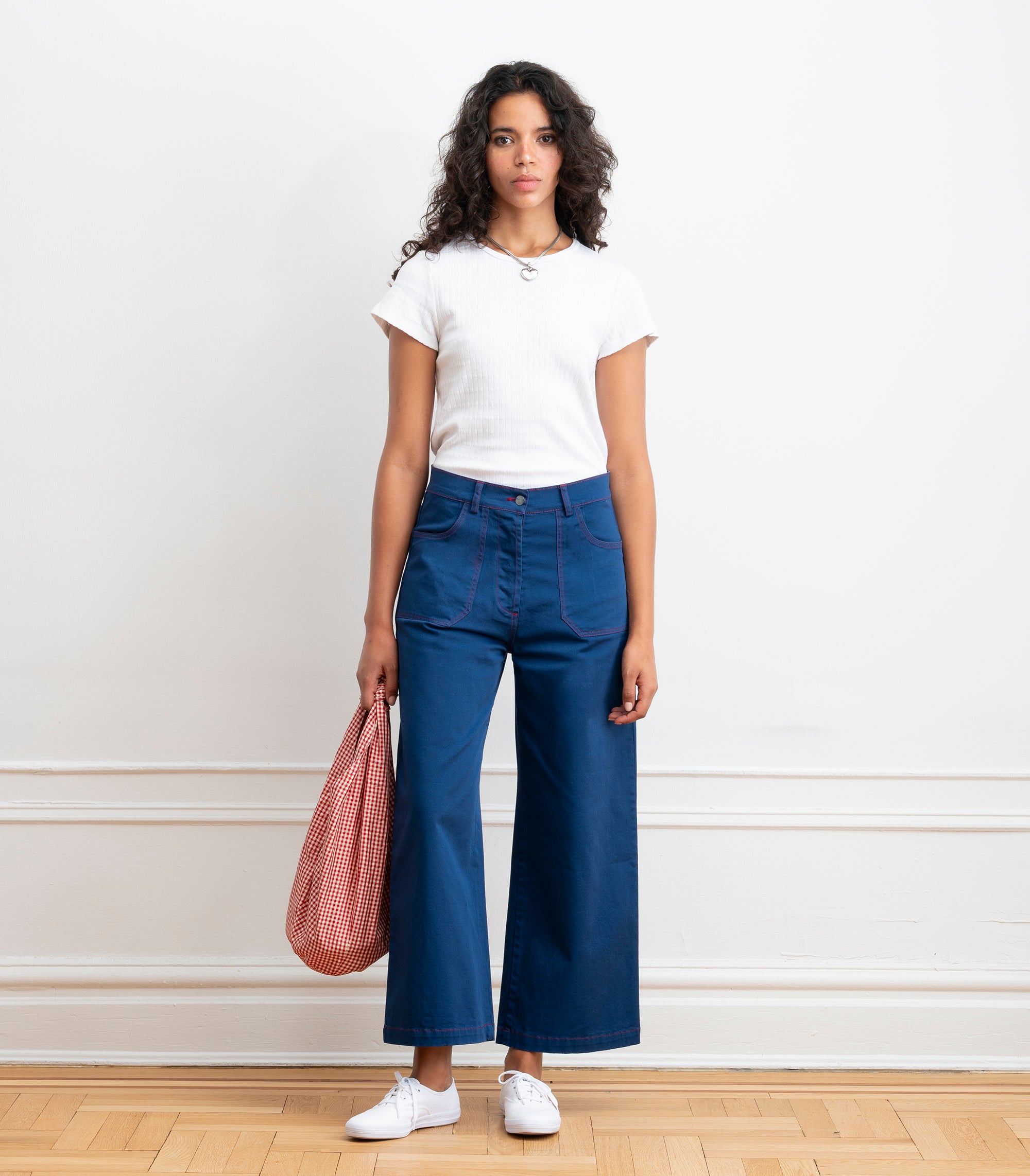 Simone Wide Crop Pants - Blueberry