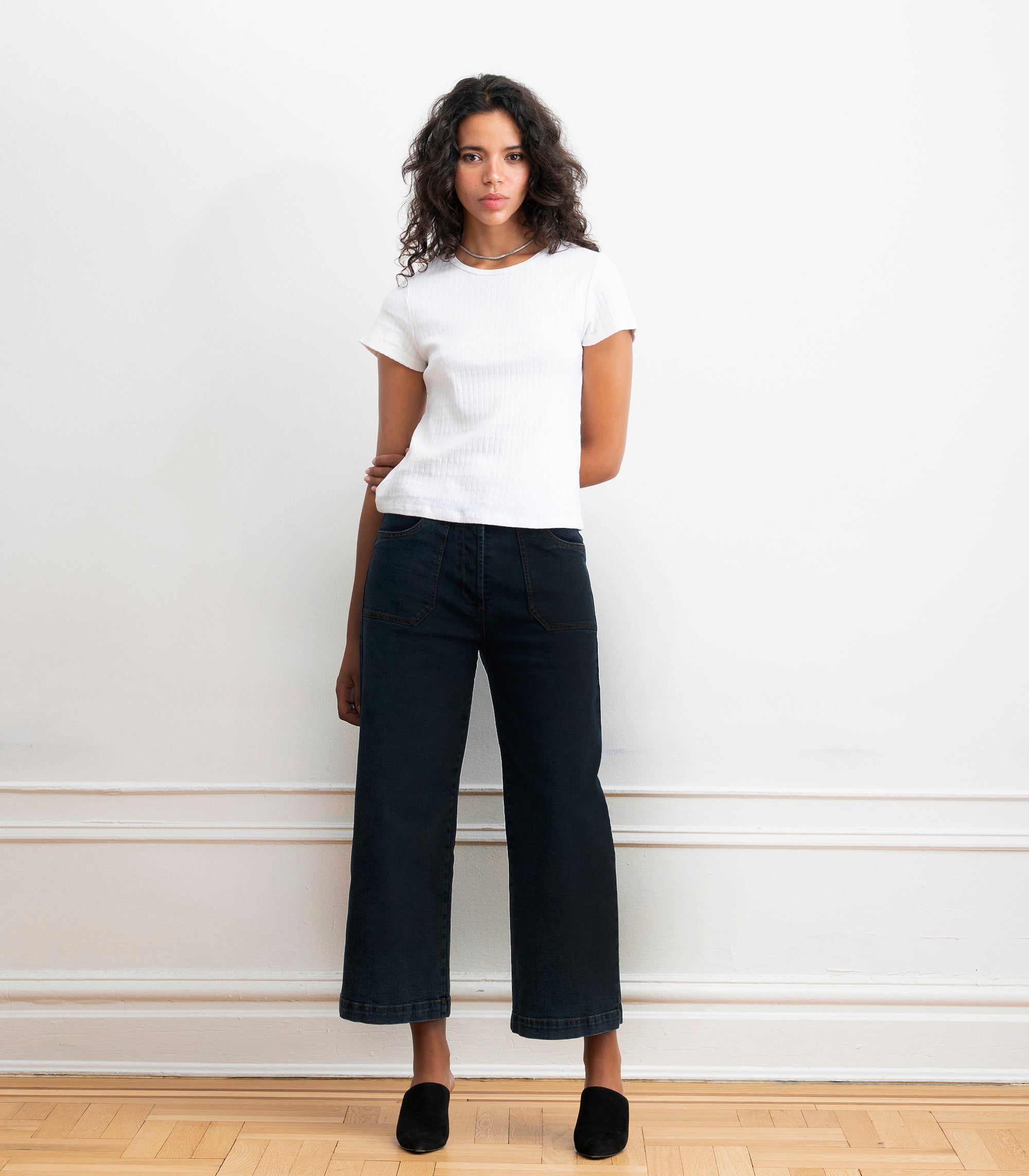 Simone Wide Crop Jeans - New York Dark
