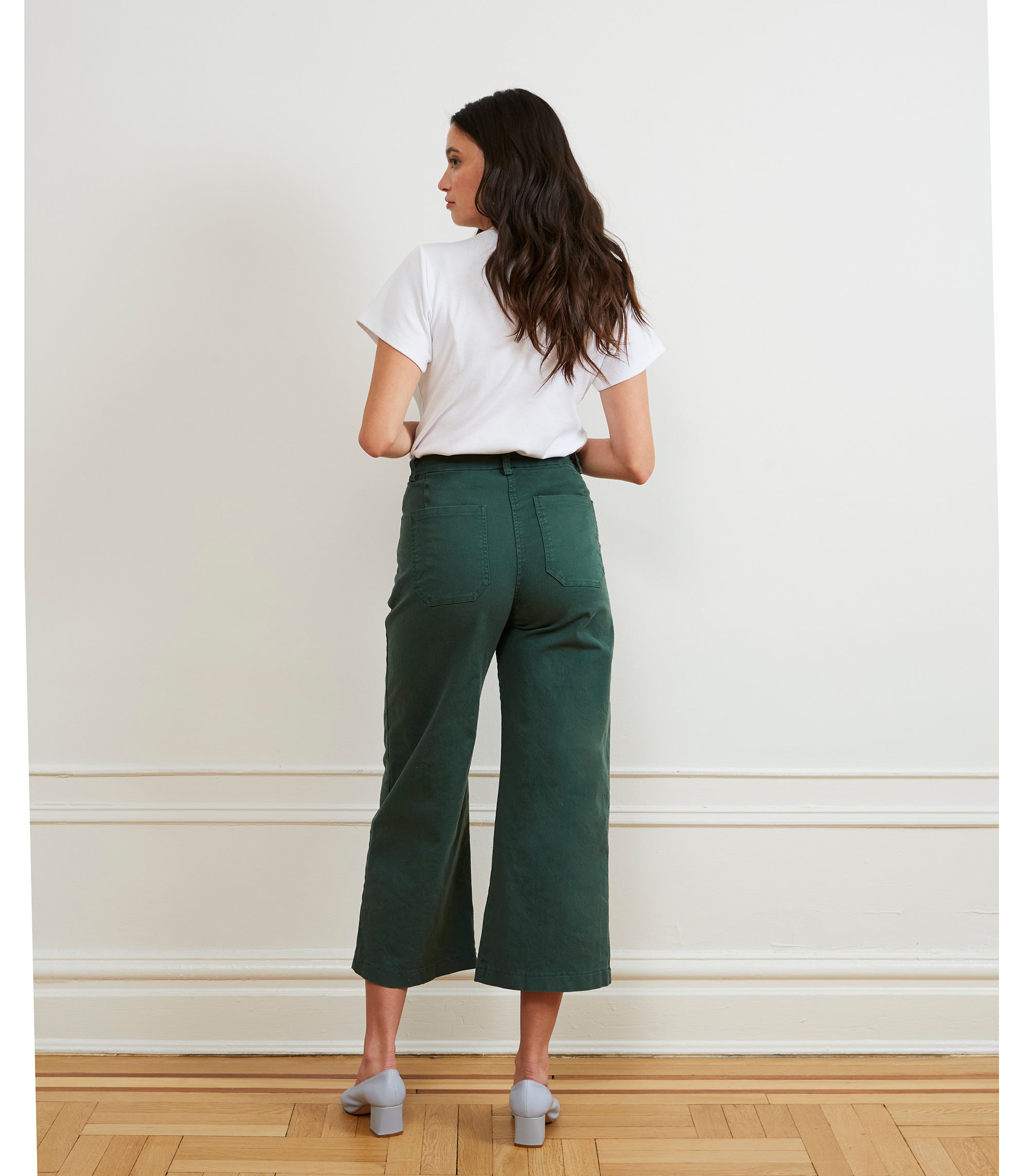 Simone Wide Crop Pants - Hunter