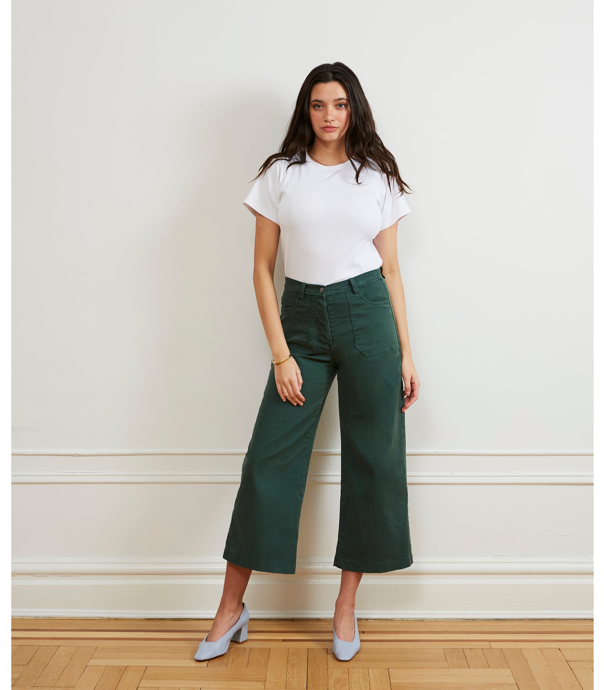 Simone Wide Crop Pants - Hunter