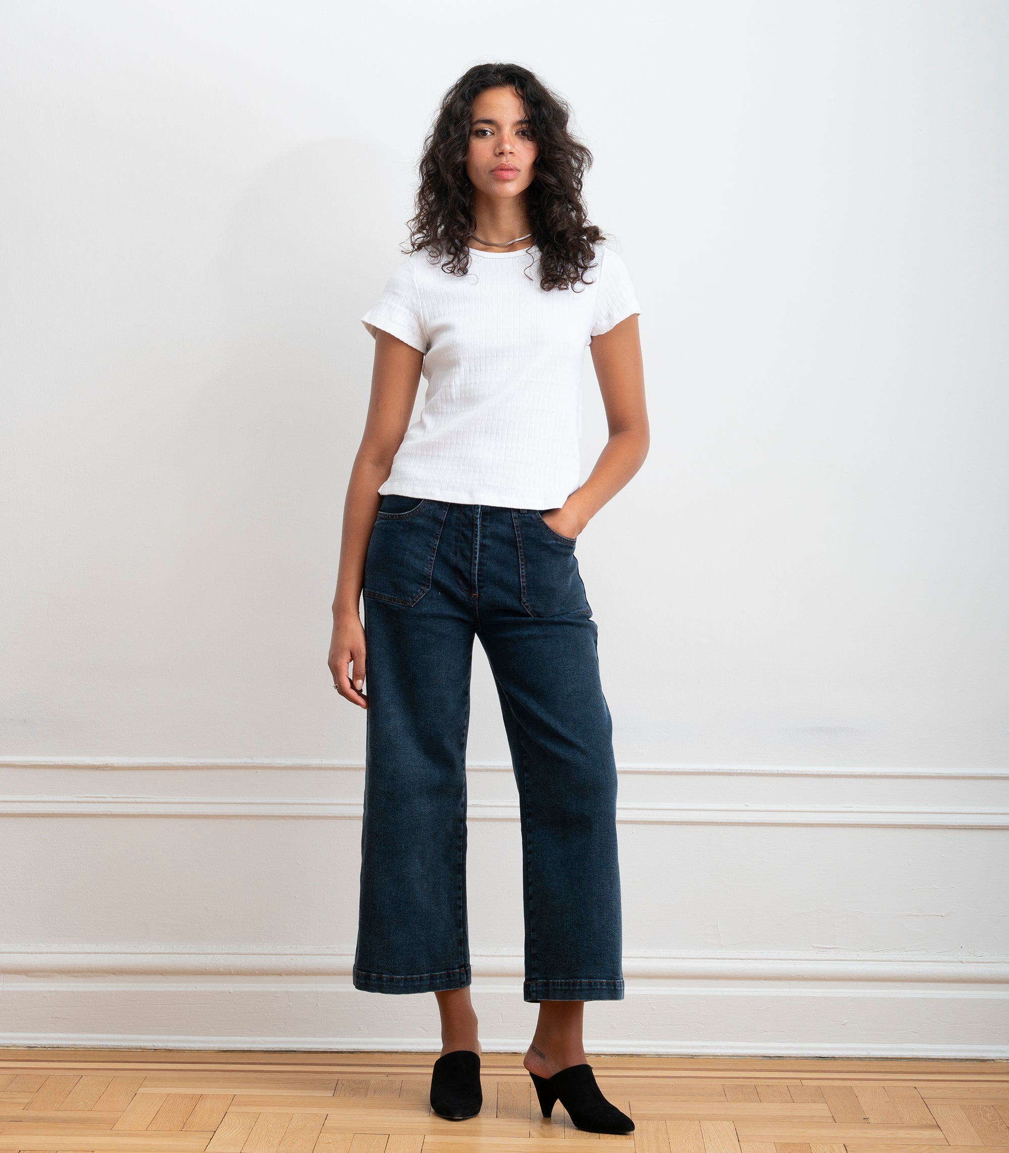 Simone Wide Crop Jeans - New York Dark