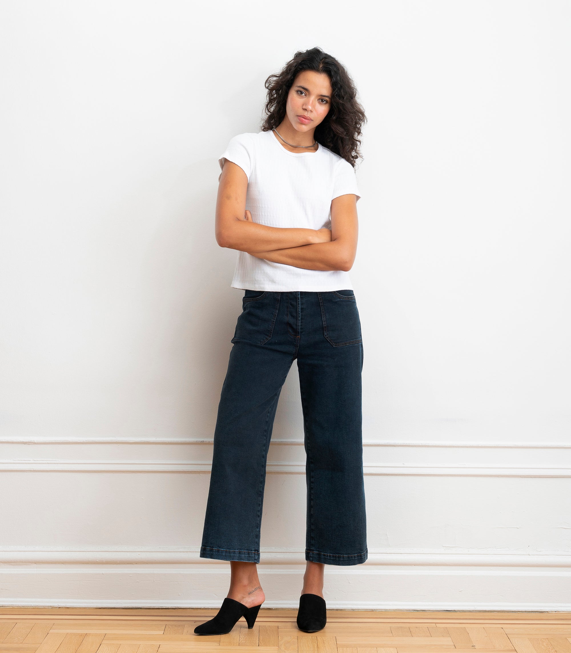 Simone Wide Crop Jeans - New York Dark