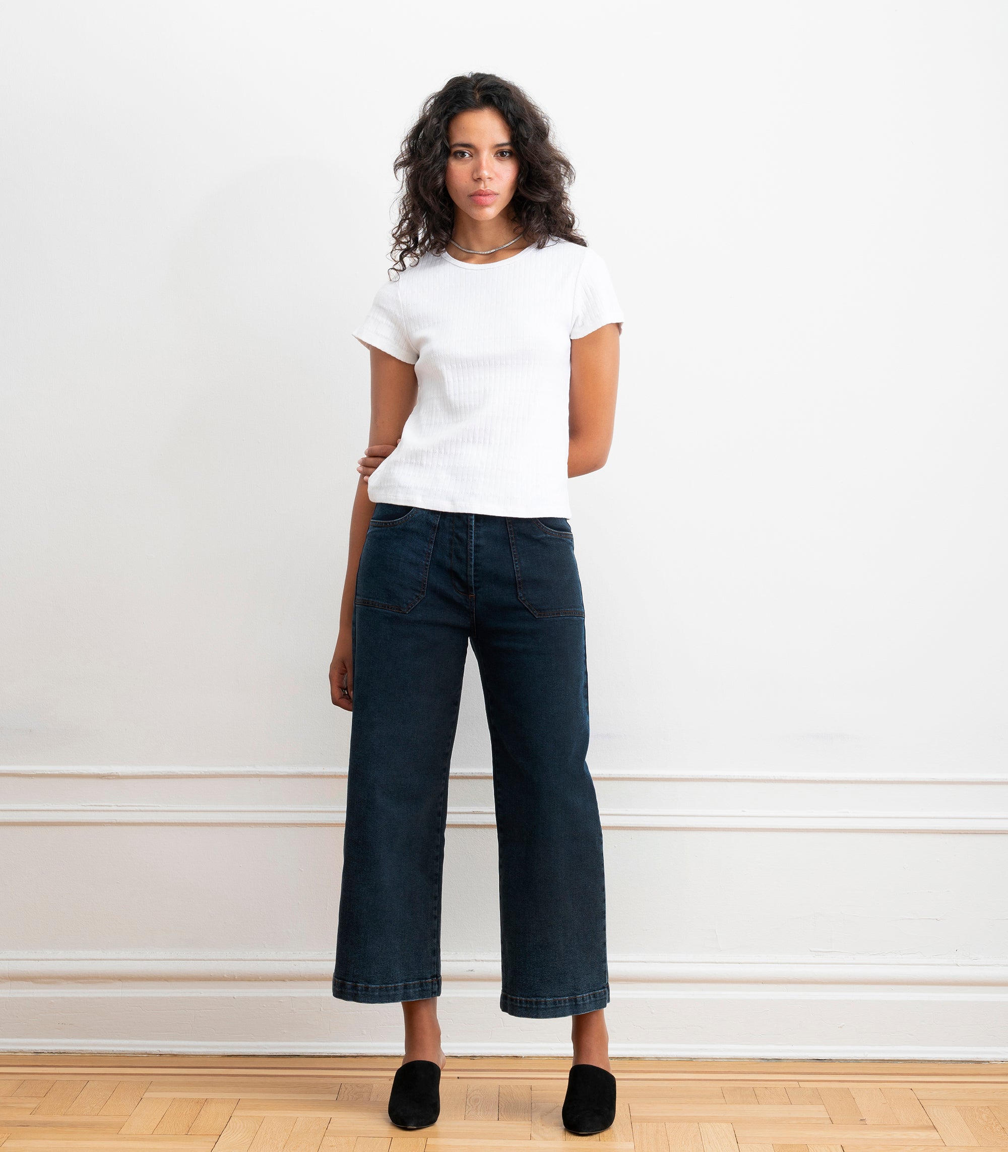 Simone Wide Crop Jeans - New York Dark