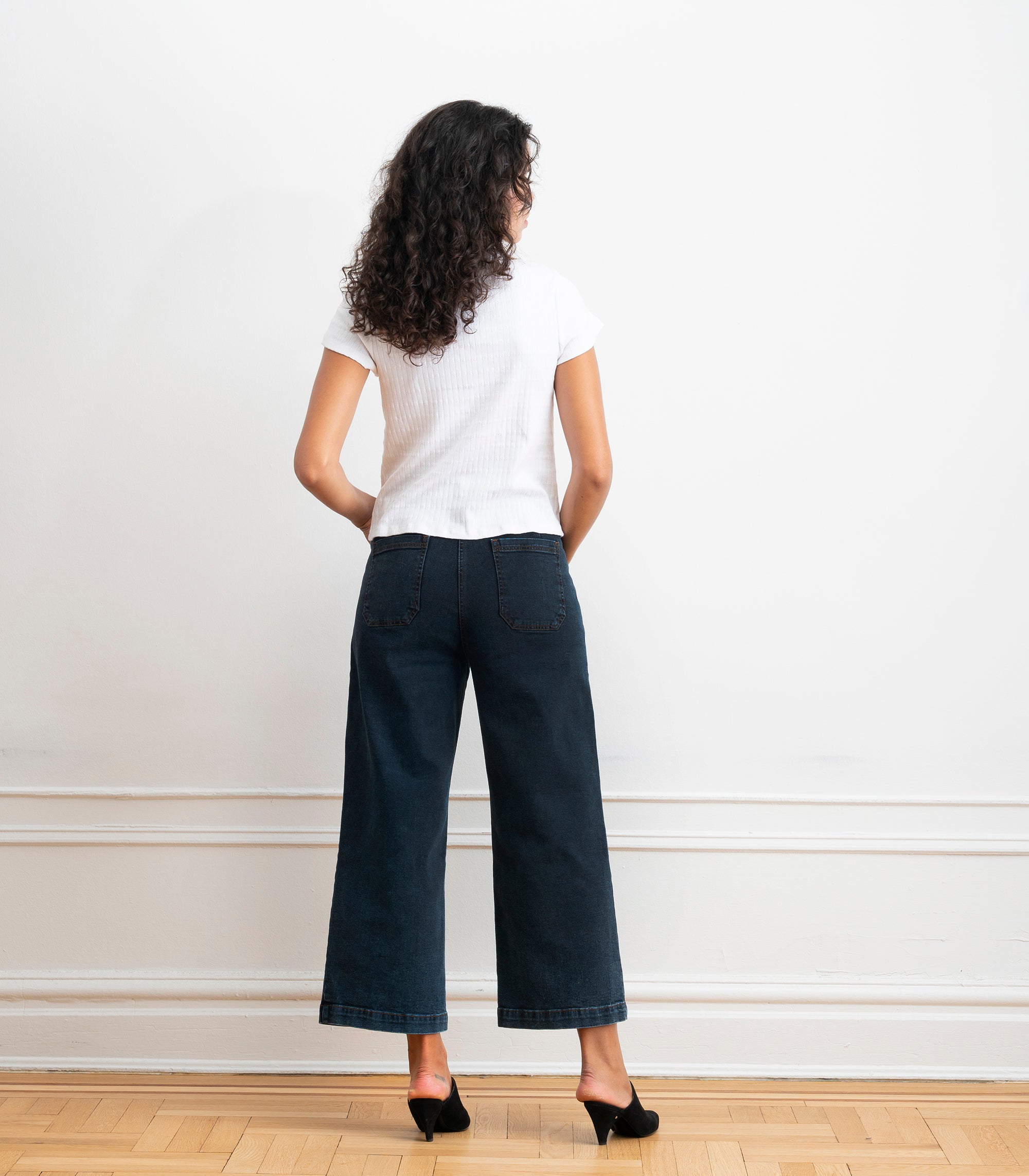 Simone Wide Crop Jeans - New York Dark