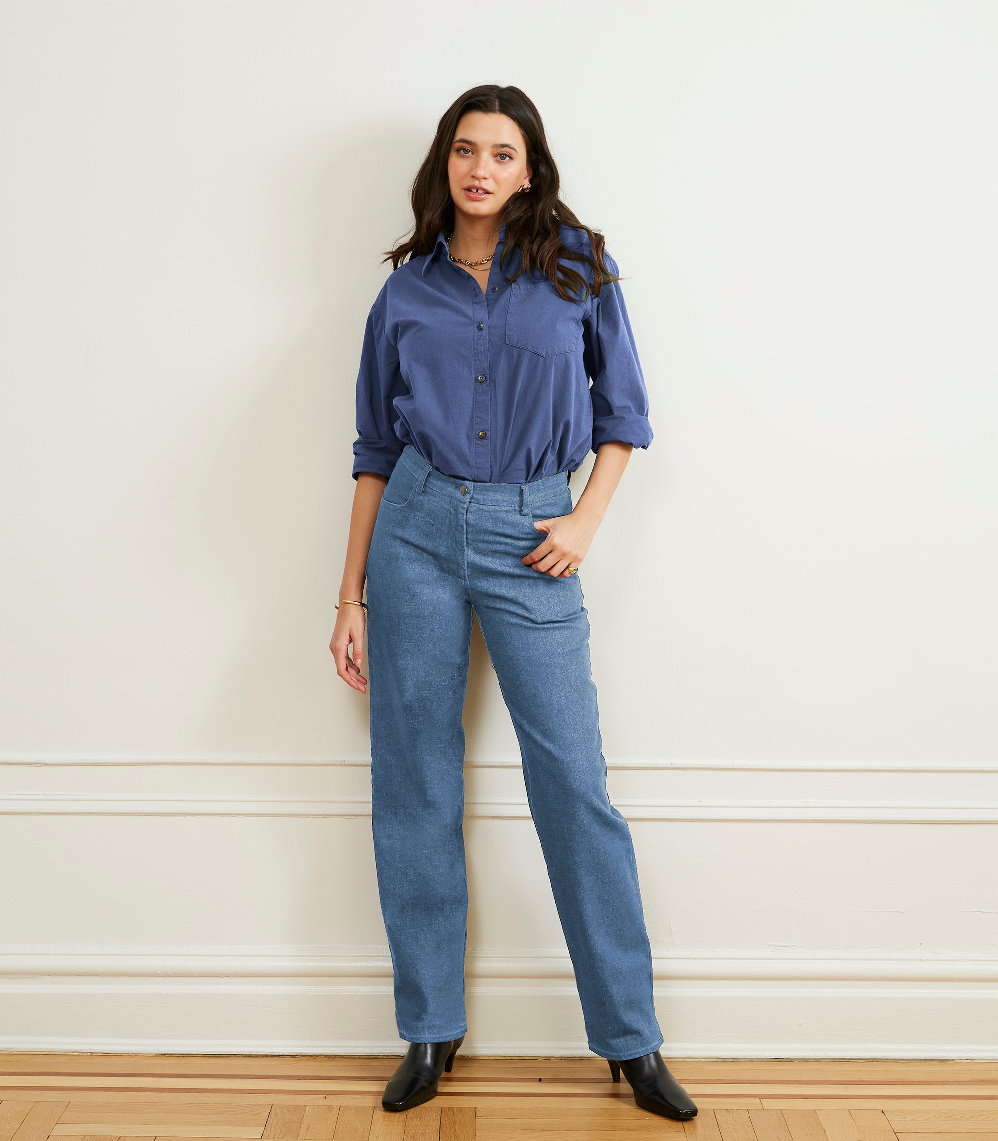 Elise Oversized Button Up Shirt - Yale Blue