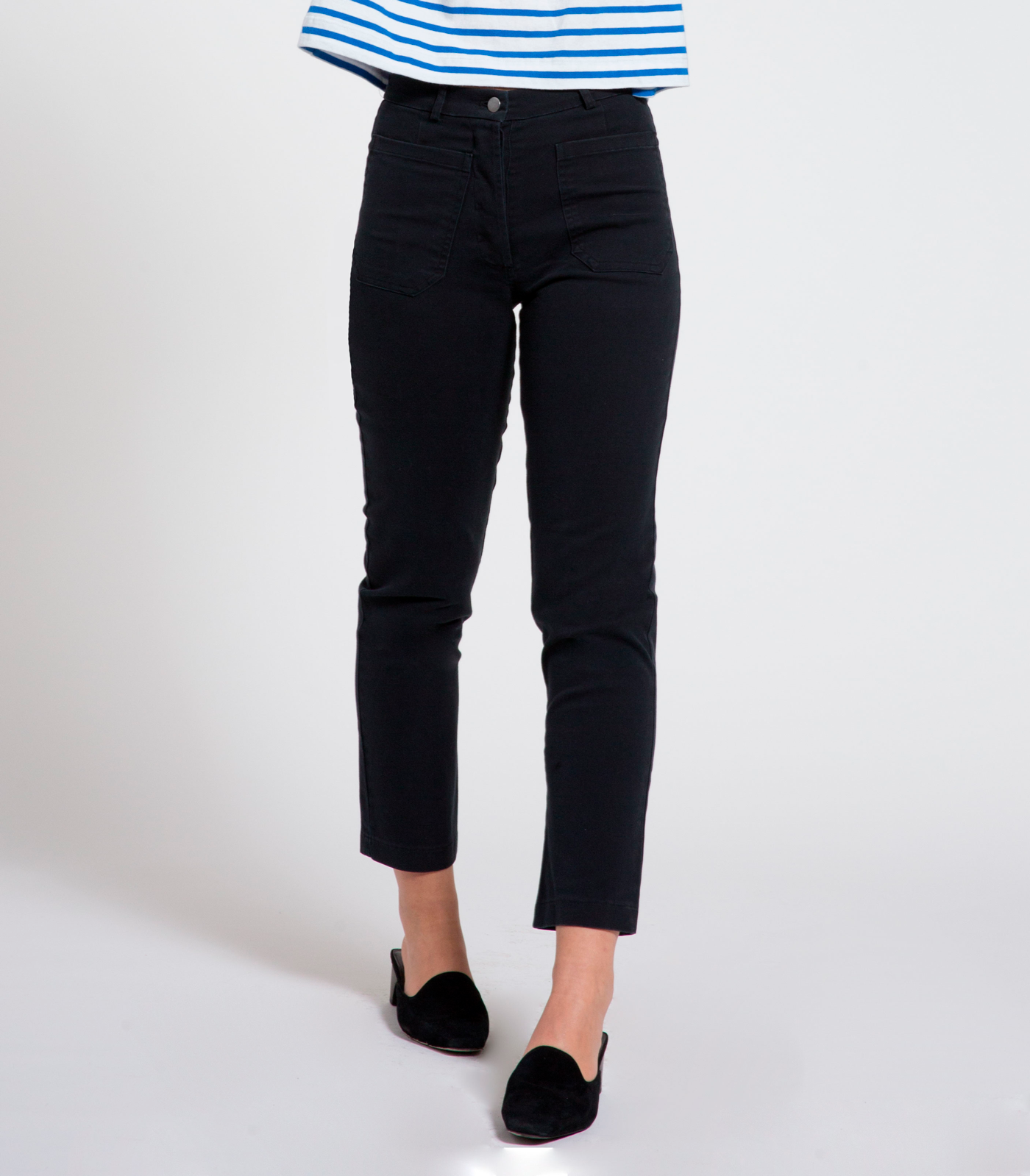 Anna Cropped Cigarette Pants - Black