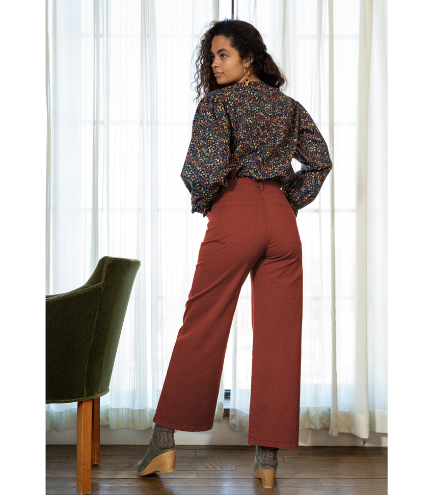 Terracotta wide leg clearance trousers