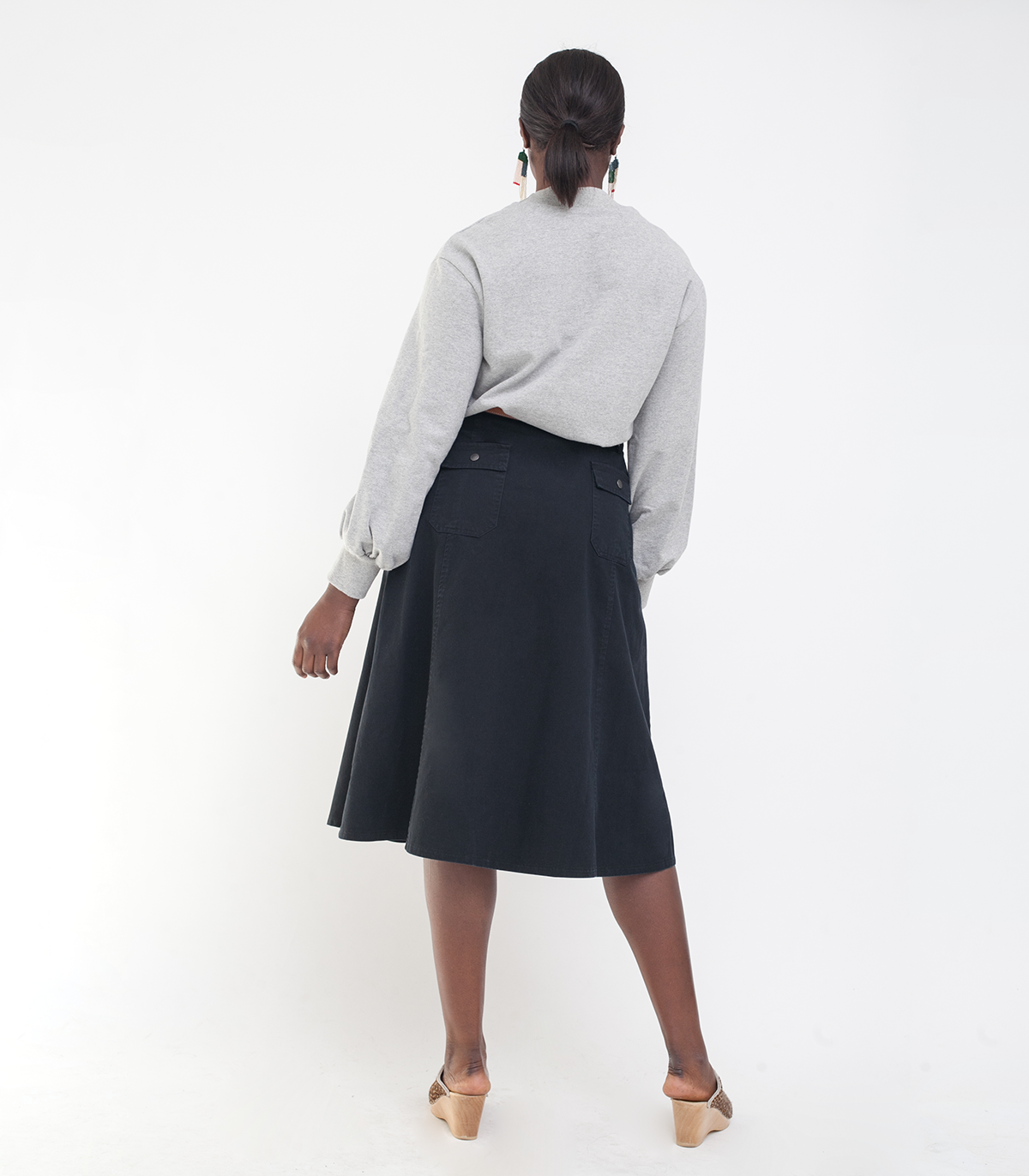 Molly A-Line Midi Skirt - Black SAMPLE SALE