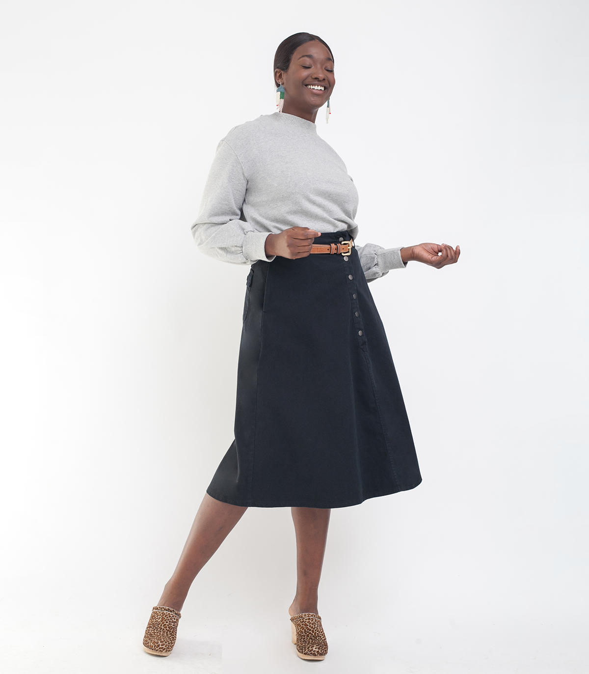 Molly A-Line Midi Skirt - Black SAMPLE SALE