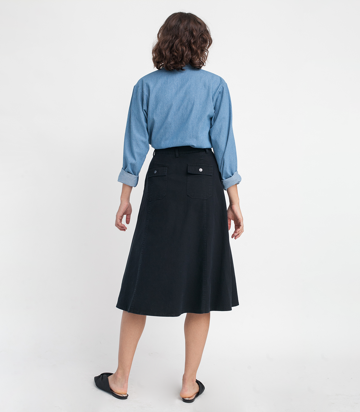 Molly A-Line Midi Skirt - Black SAMPLE SALE