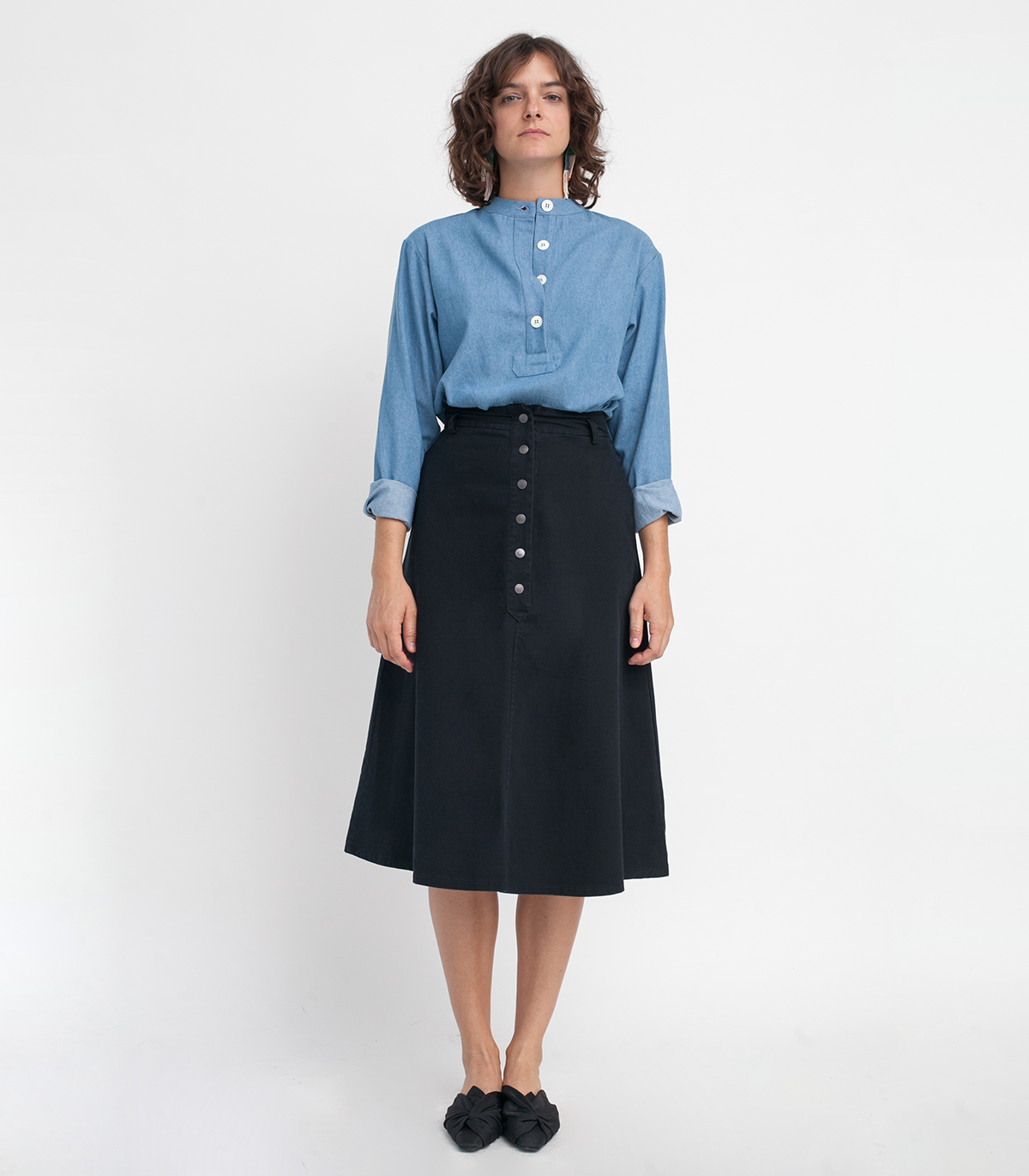 Molly A-Line Midi Skirt - Black SAMPLE SALE