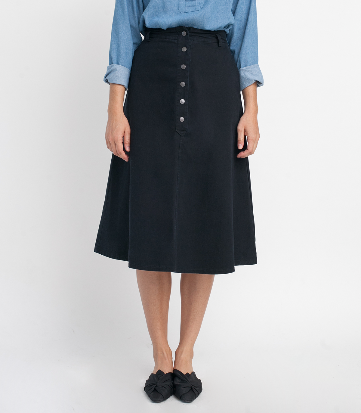 Molly A-Line Midi Skirt - Black SAMPLE SALE