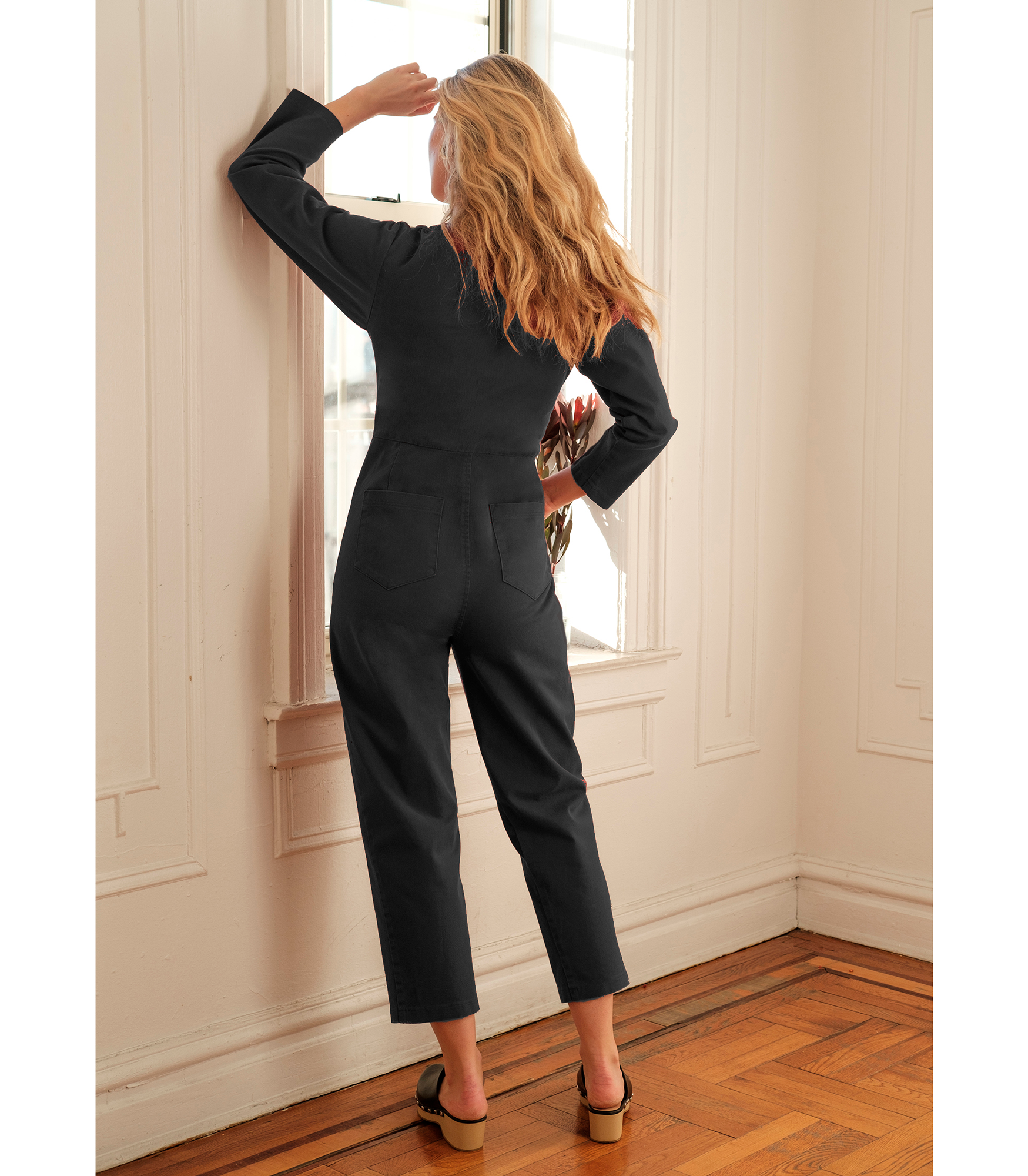 Nia Long Sleeve Cropped Jumpsuit - Black SAMPLE SALE