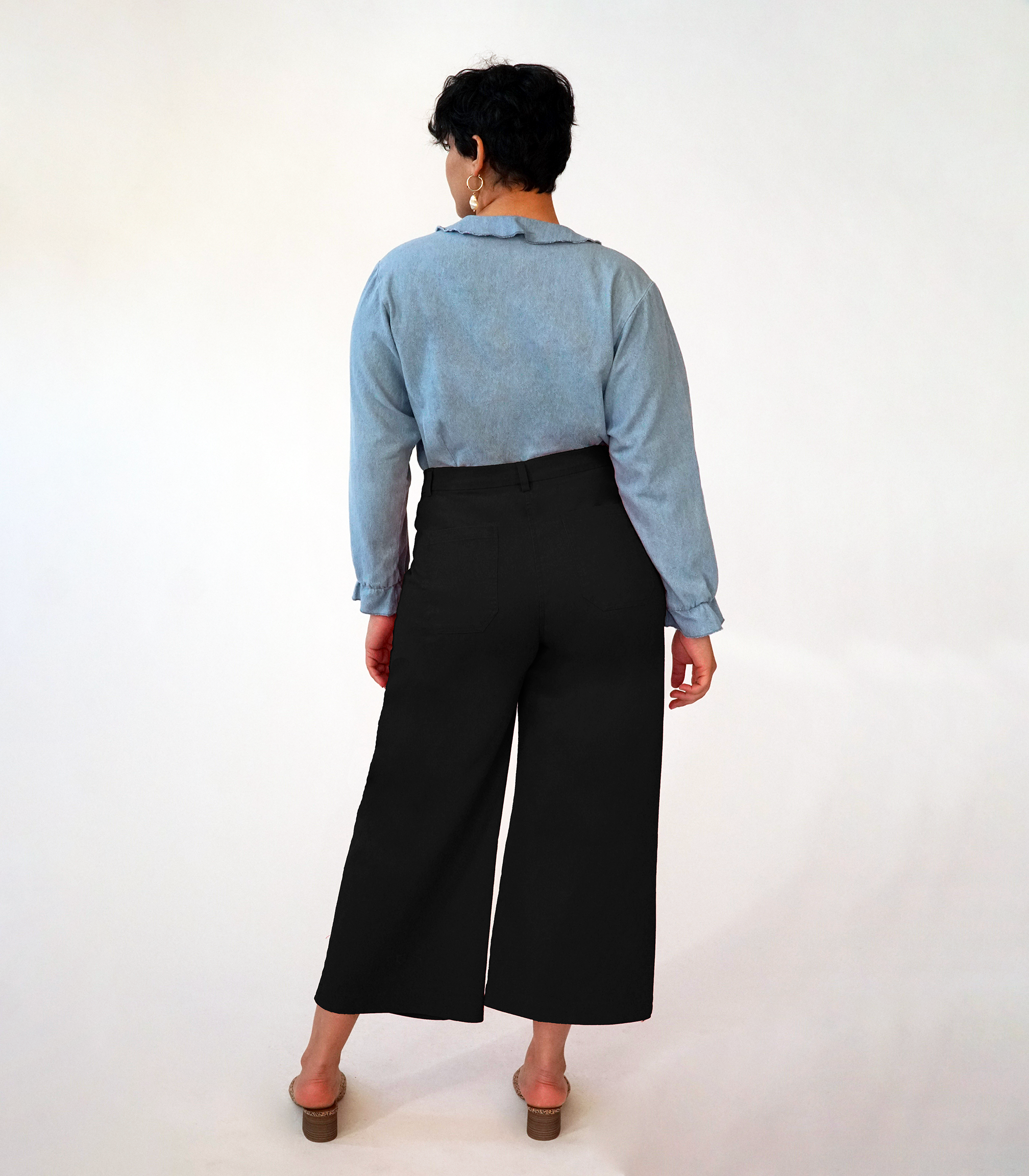 Simone Wide Crop Pants - Extra Dark Black SAMPLE SALE