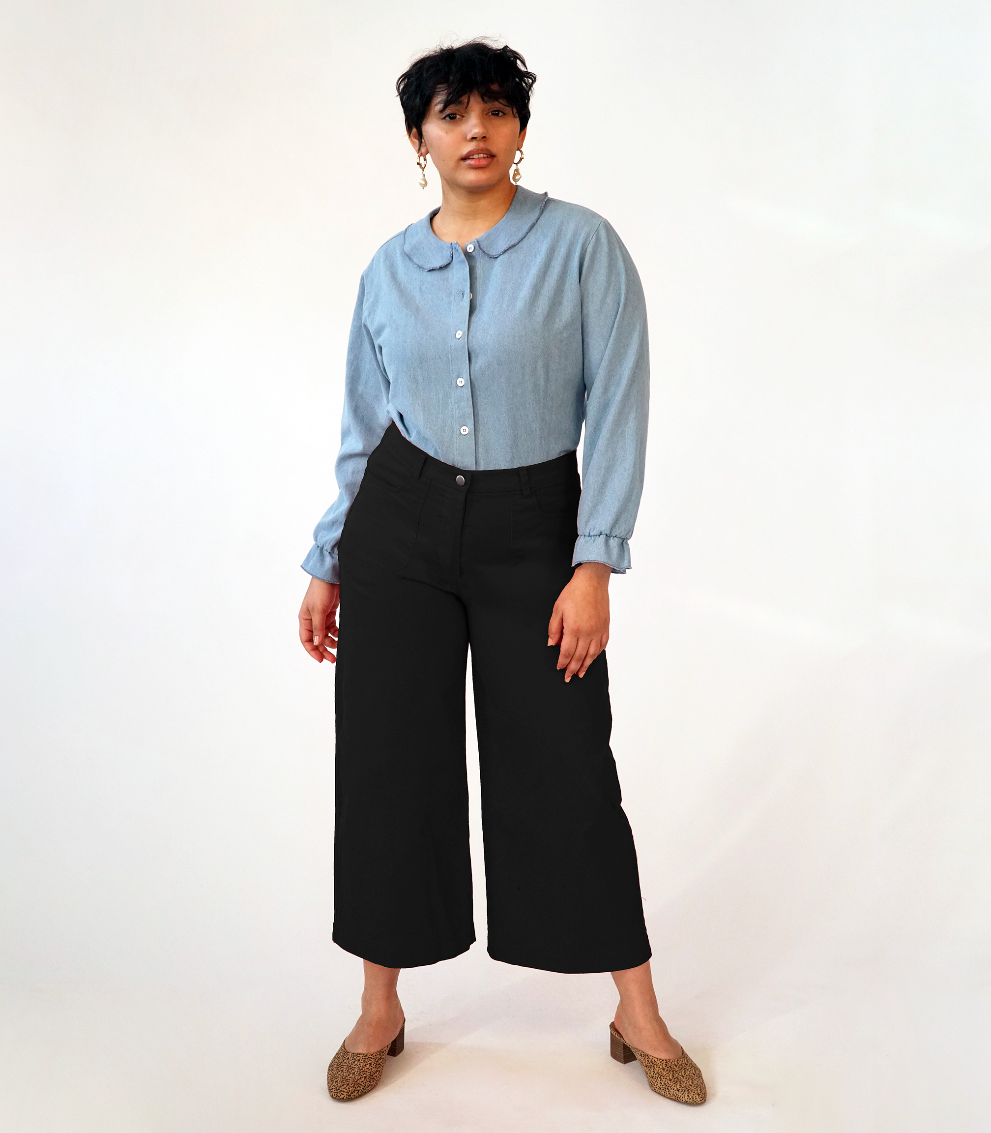 Simone Wide Crop Pants - Extra Dark Black