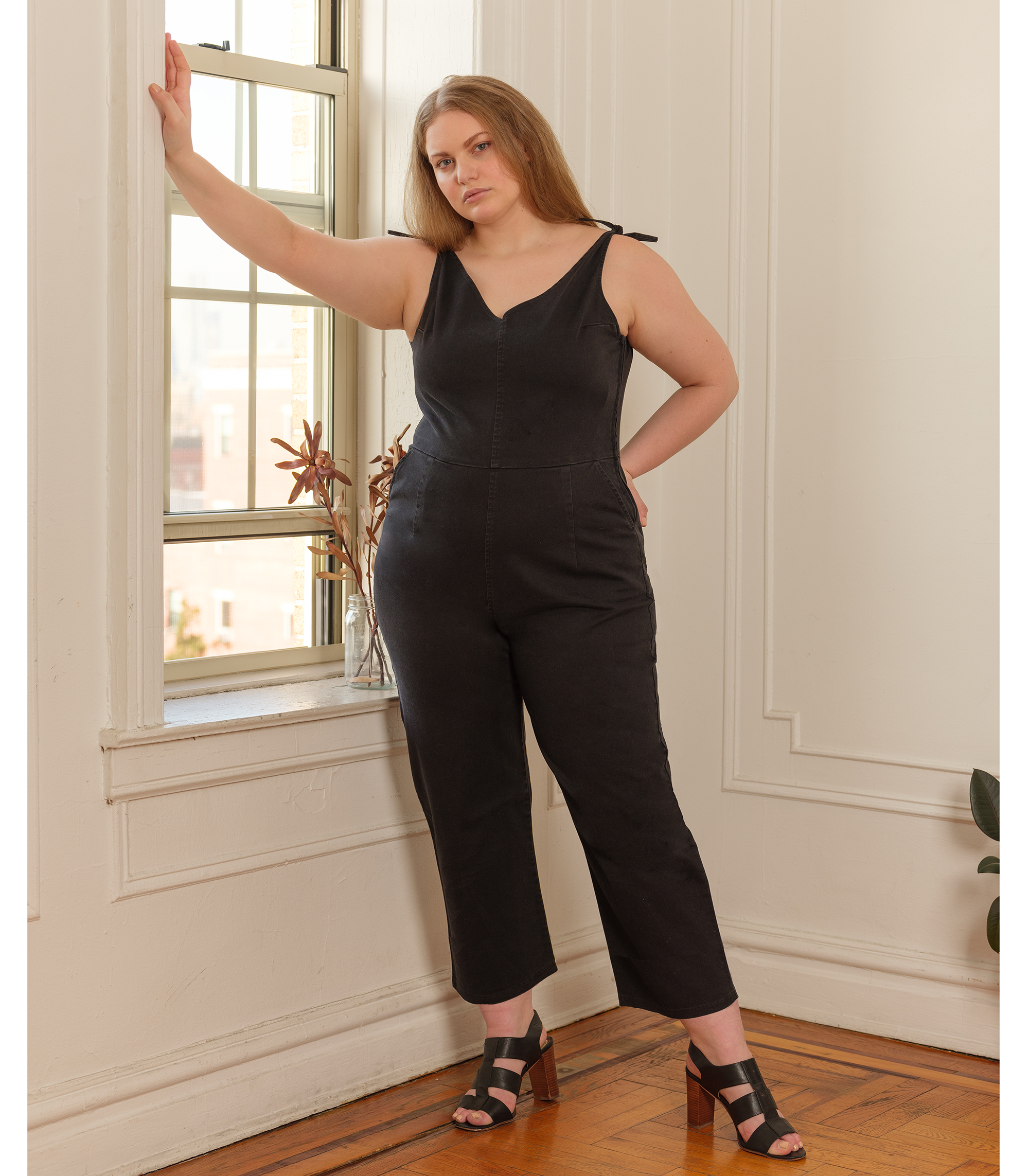 Slate Tie Strap Coveralls - Black SAMPLE SALE