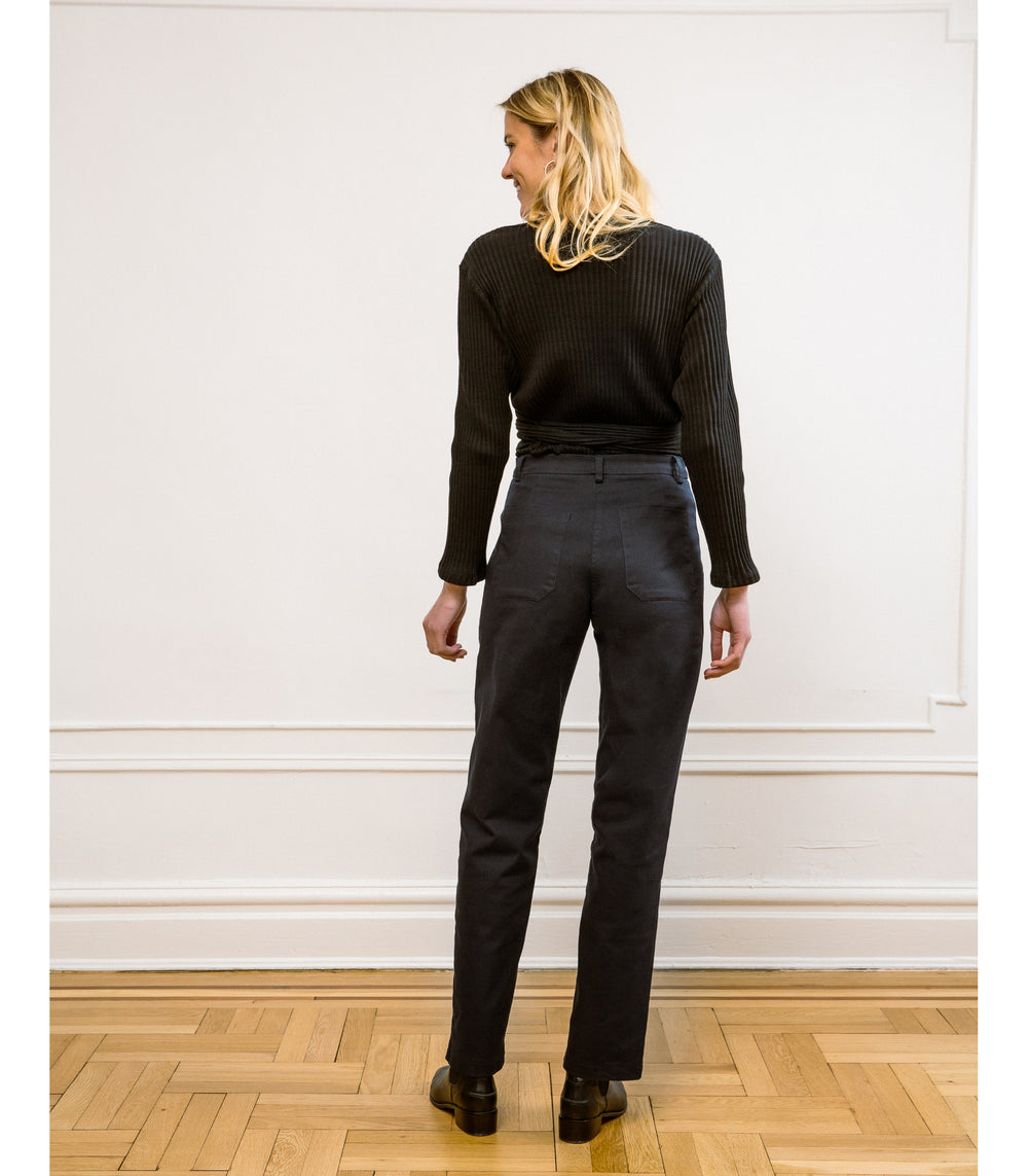 Black Long Work Trousers by Song for the Mute on Sale