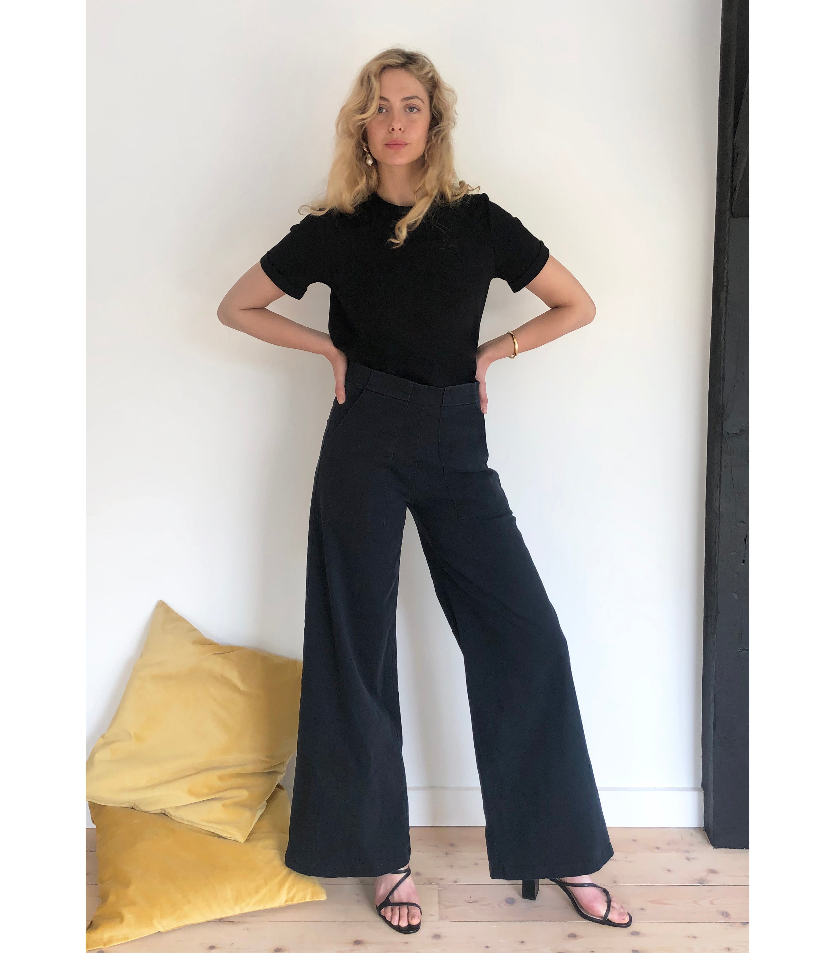 Long Sabrina Wide-Leg Pants - Black SAMPLE SALE