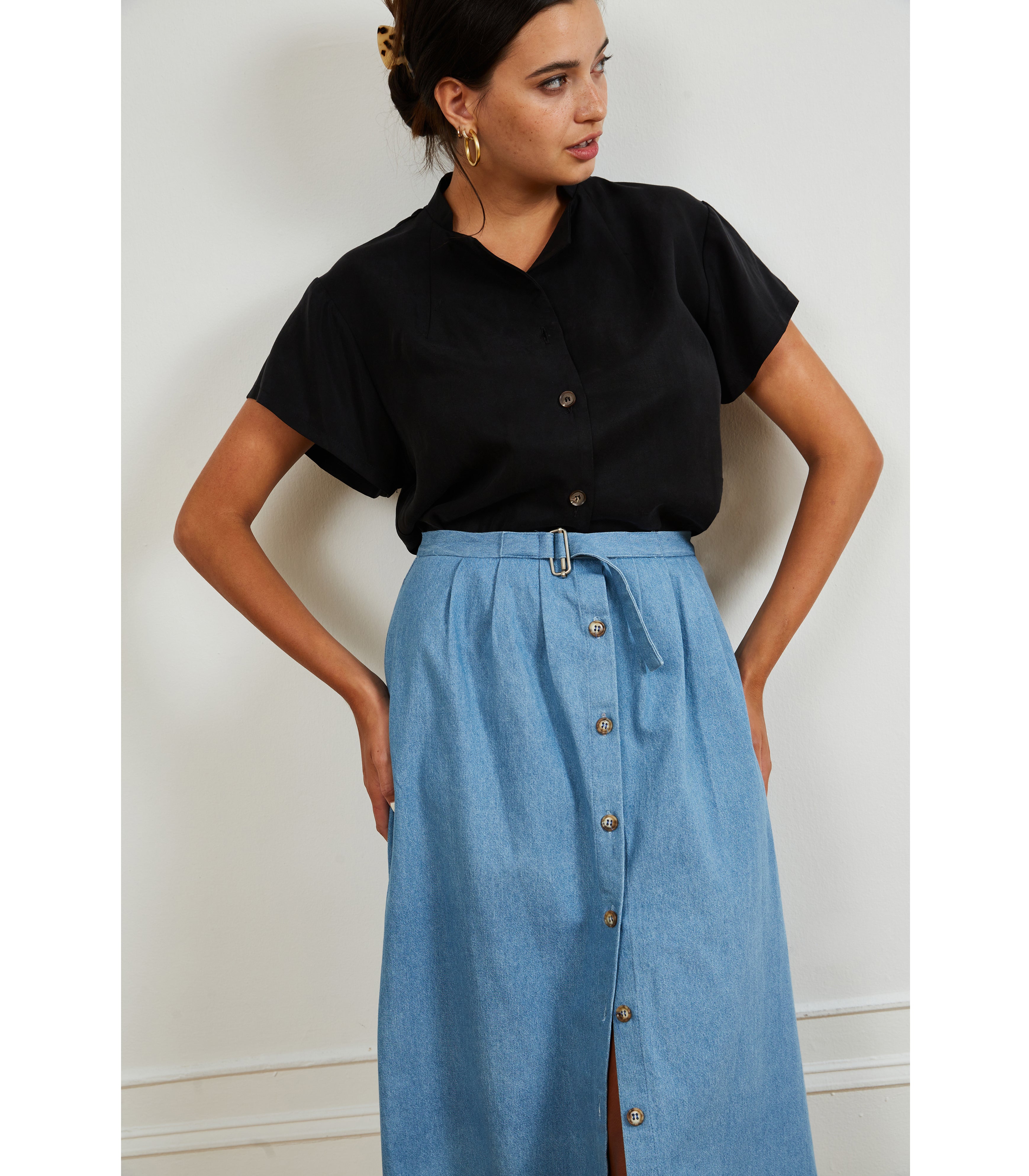 Denim Holly Skirt in Indigo | LOUP