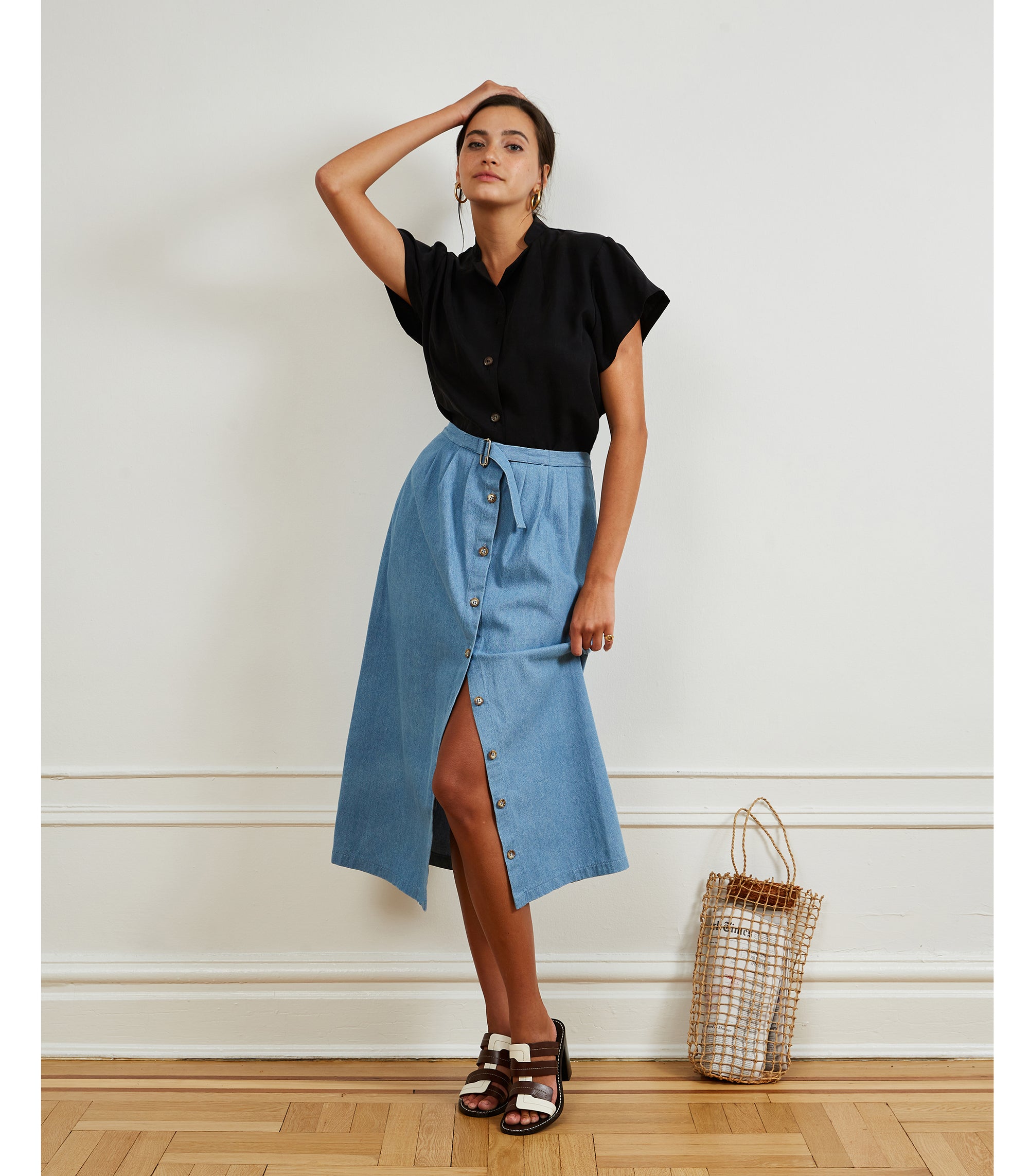 Denim Holly Skirt in Indigo | LOUP