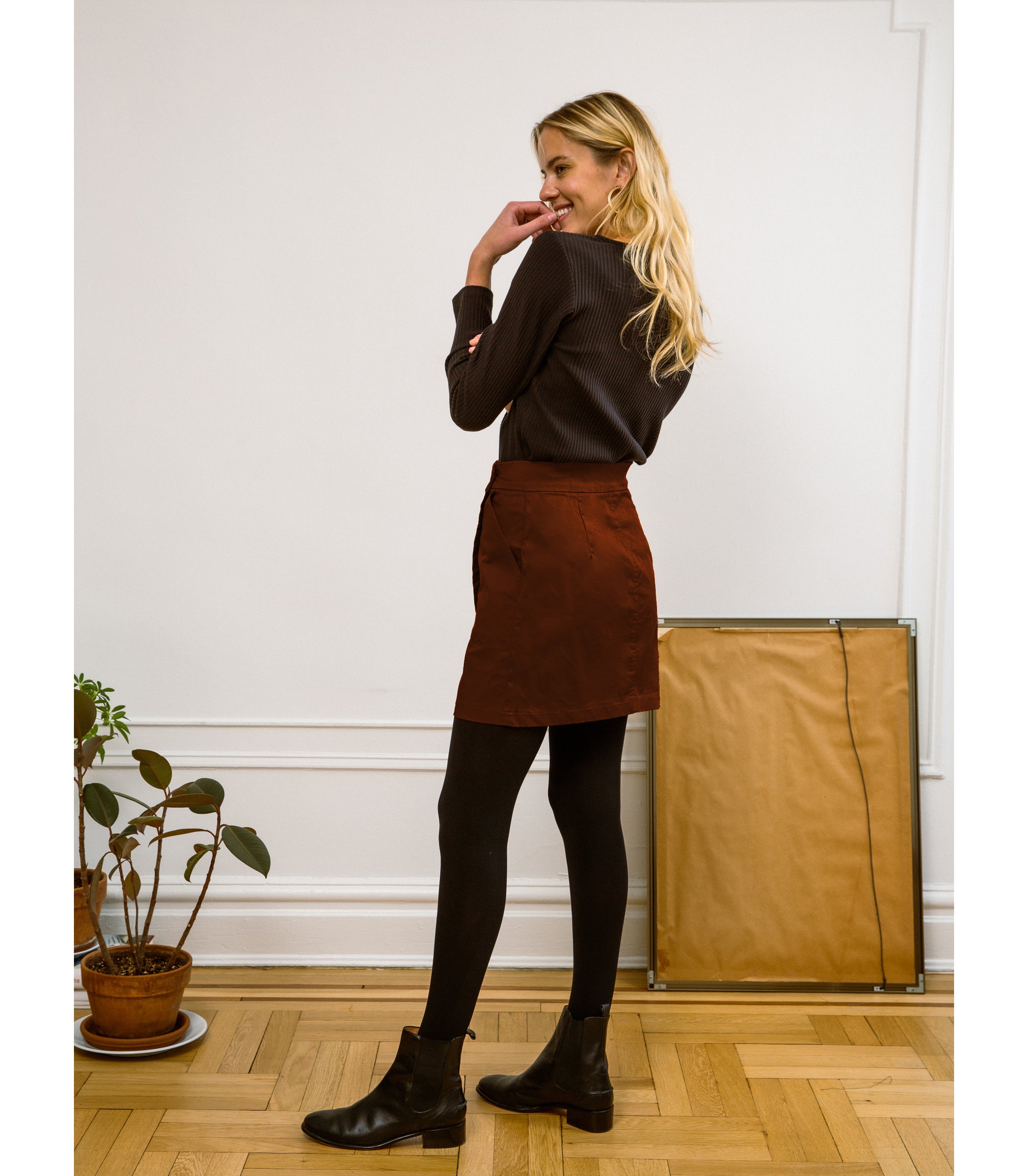 Gina Wrap Mini Skirt - Cocoa SAMPLE SALE