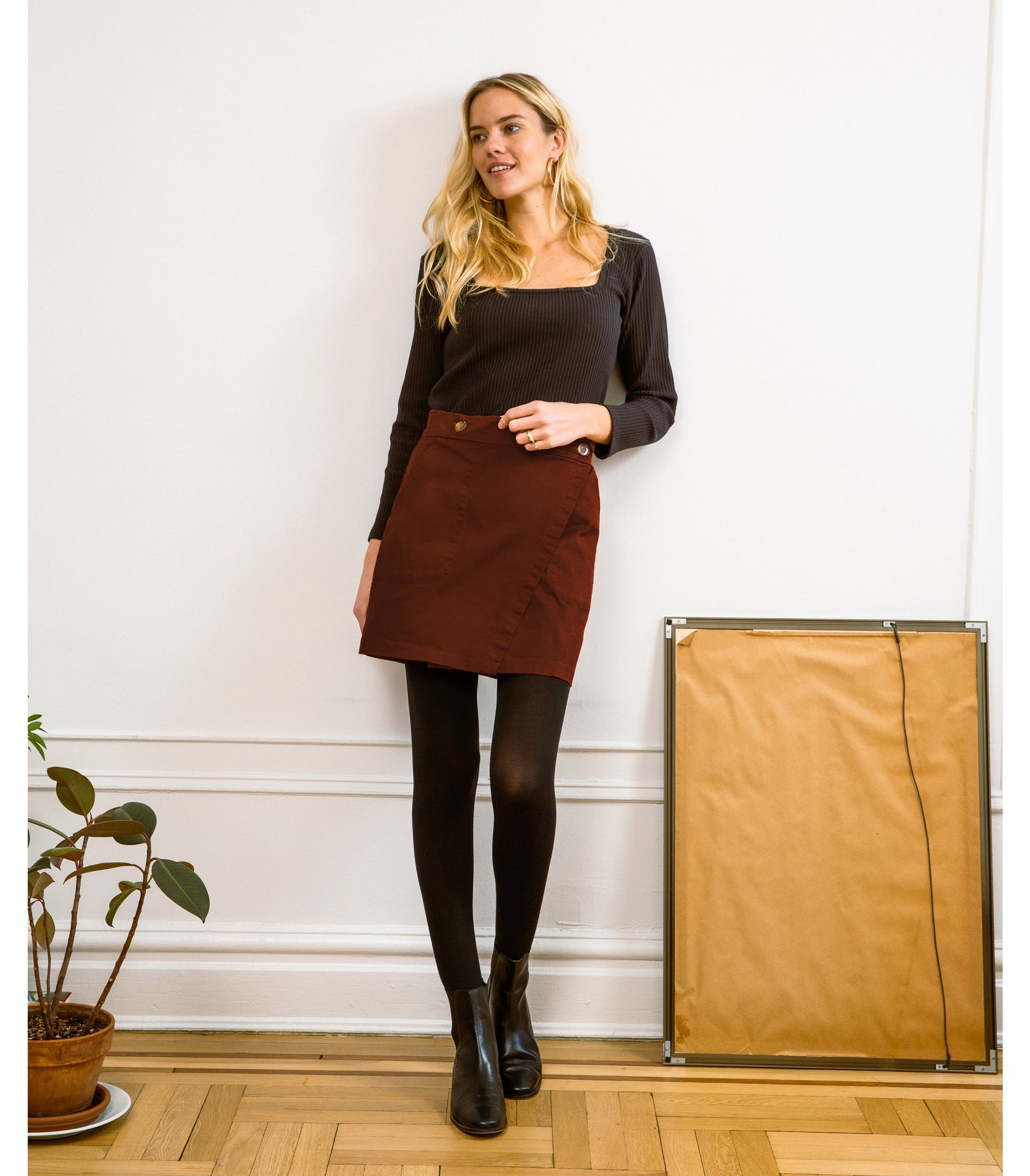 GINA - MIDI PINAFORE DRESS - COCOA main image 1