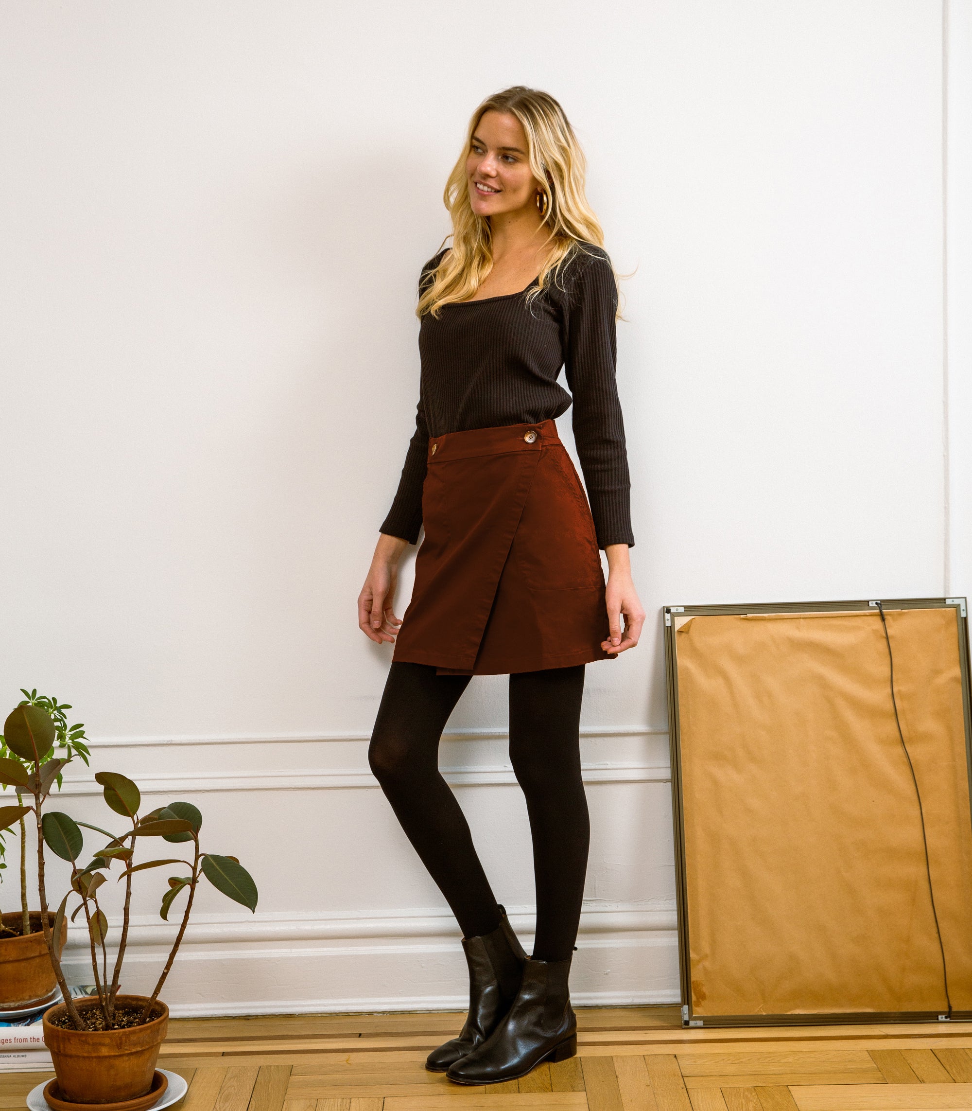 Gina Wrap Mini Skirt - Cocoa