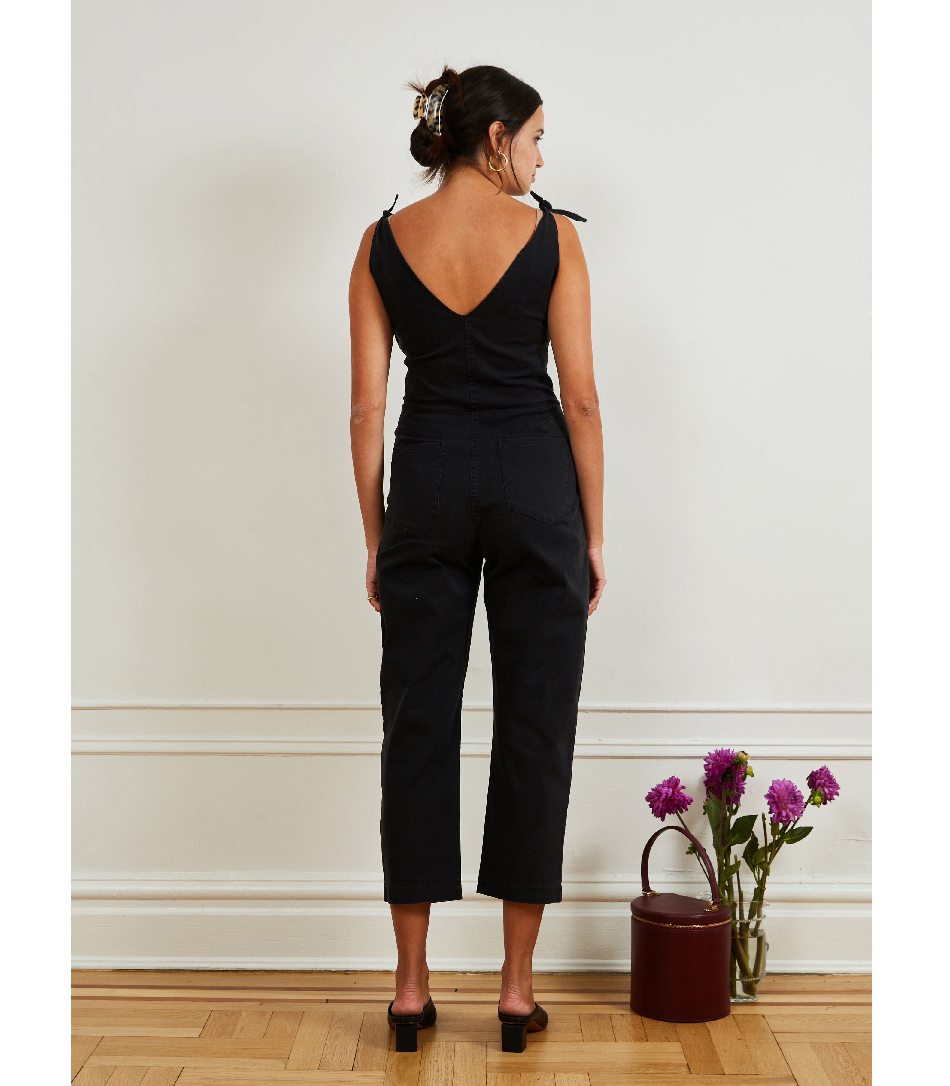 Slate Tie Strap Coveralls - Black SAMPLE SALE