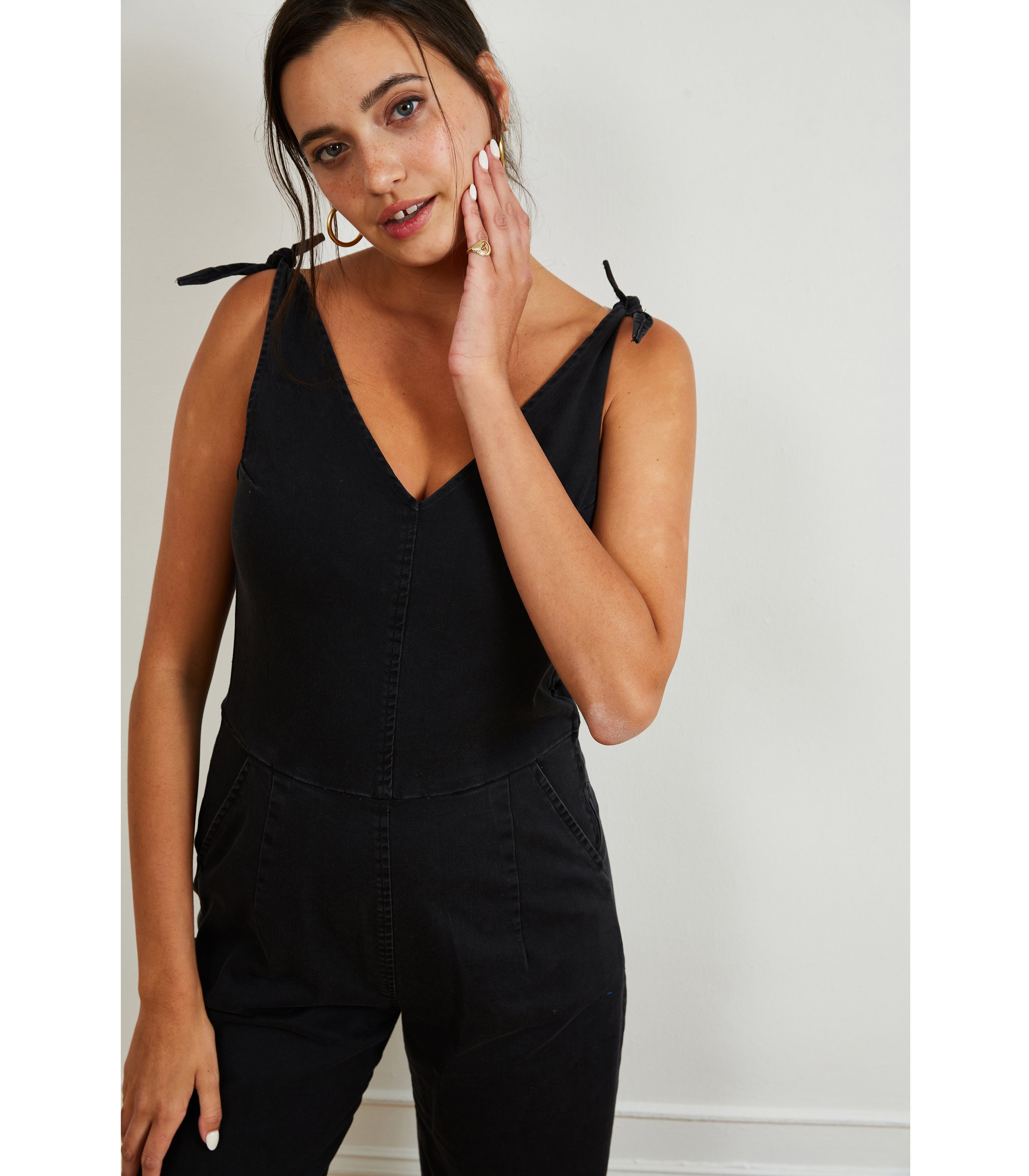 Slate Tie Strap Coveralls - Black