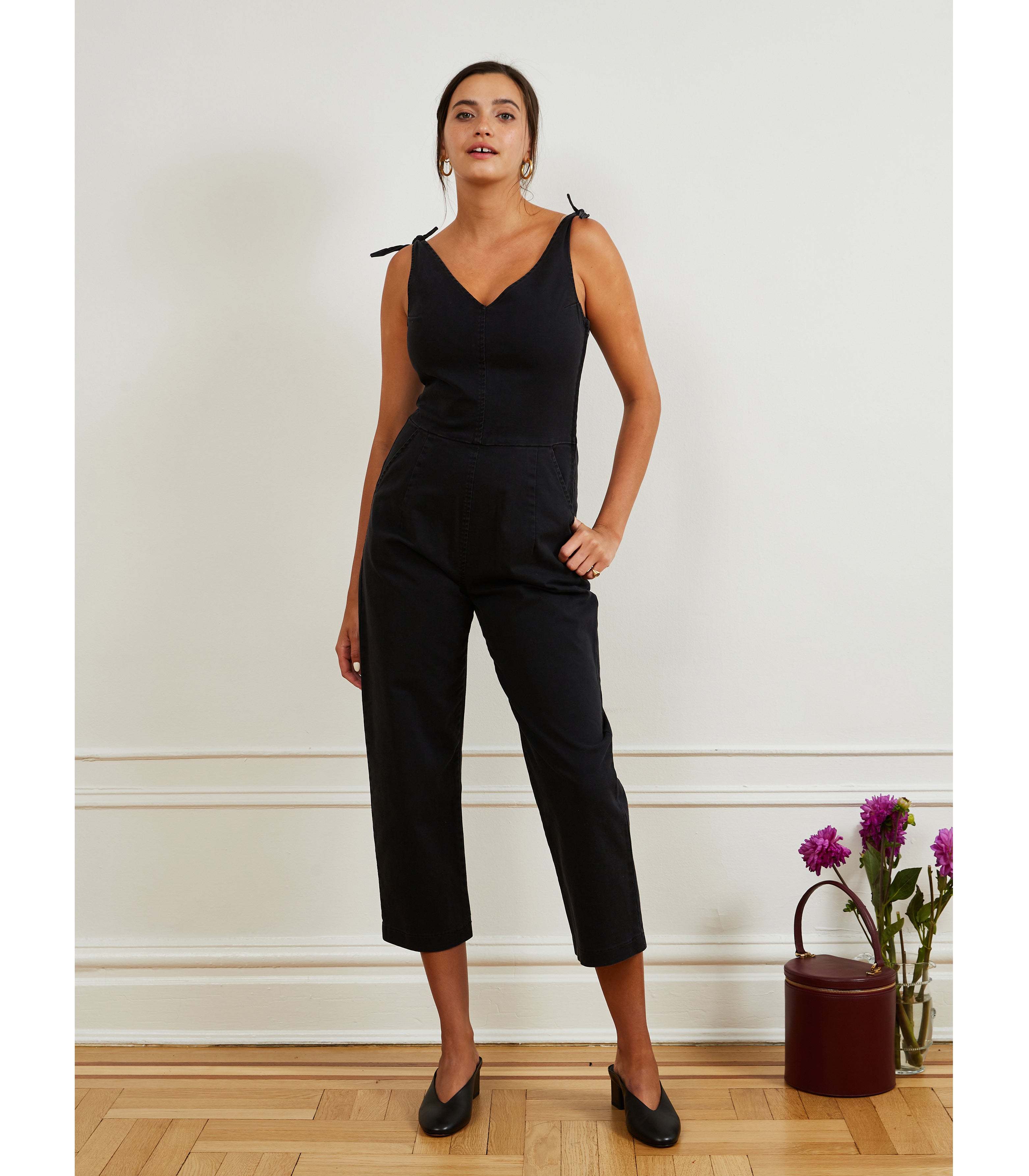 Slate Tie Strap Coveralls - Black SAMPLE SALE