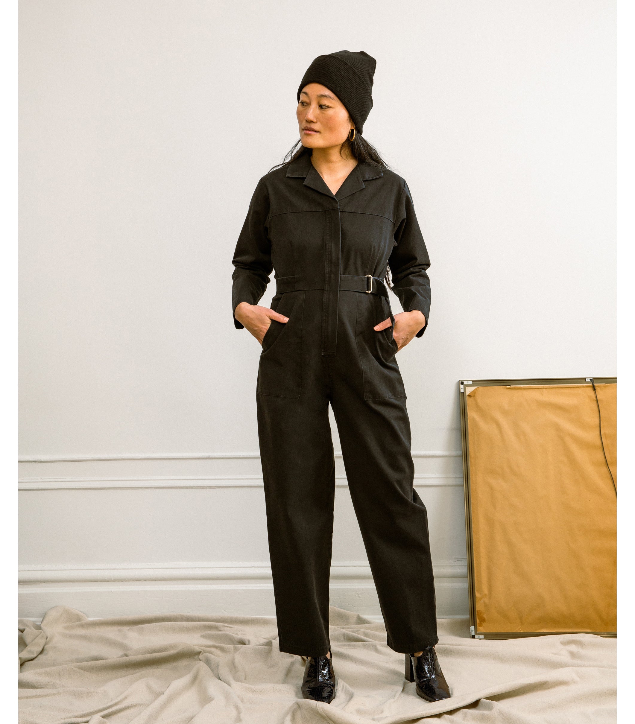 Wallis Long Sleeve Zip Jumpsuit - Black