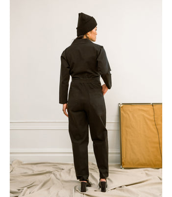 Wallis Long Sleeve Zip Jumpsuit - Black