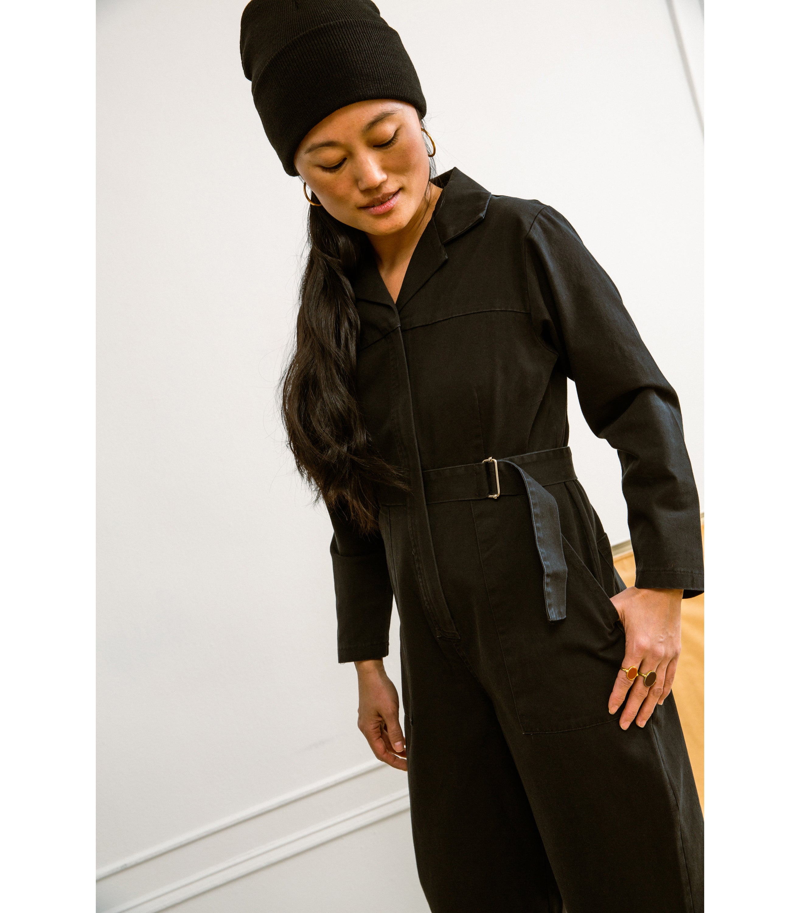 Wallis Long Sleeve Zip Jumpsuit - Black