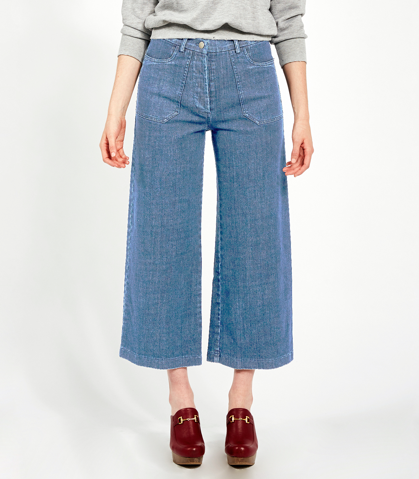 Simone Wide Crop Jeans - Light Indigo