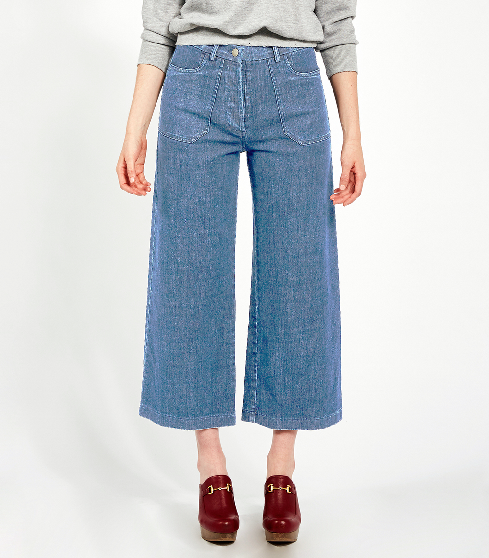 Light Indigo Simone High Rise Wide Crop Jeans Loup