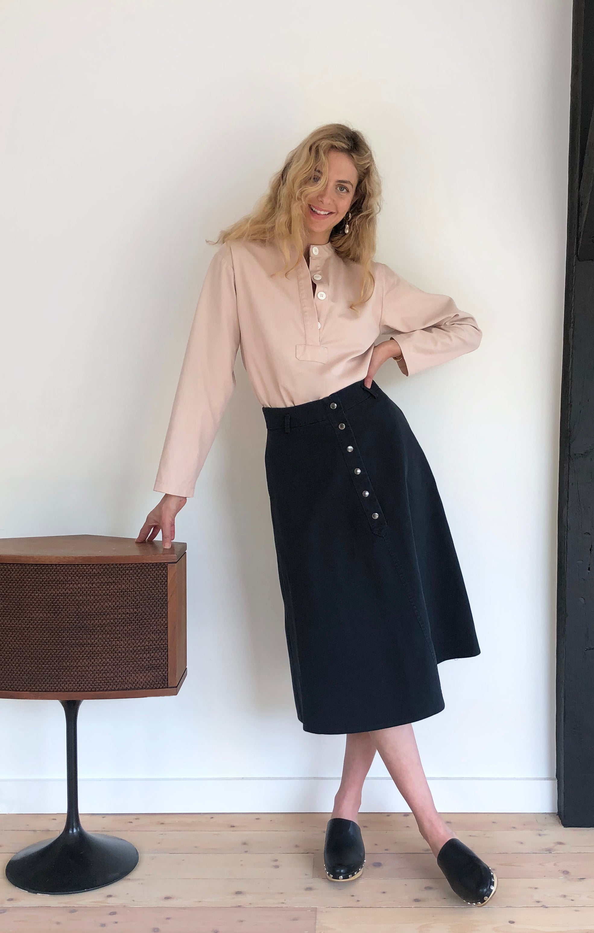 Molly A-Line Midi Skirt - Black SAMPLE SALE