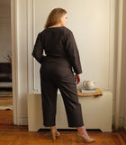 Nia Long Sleeve Cropped Jumpsuit - Brown