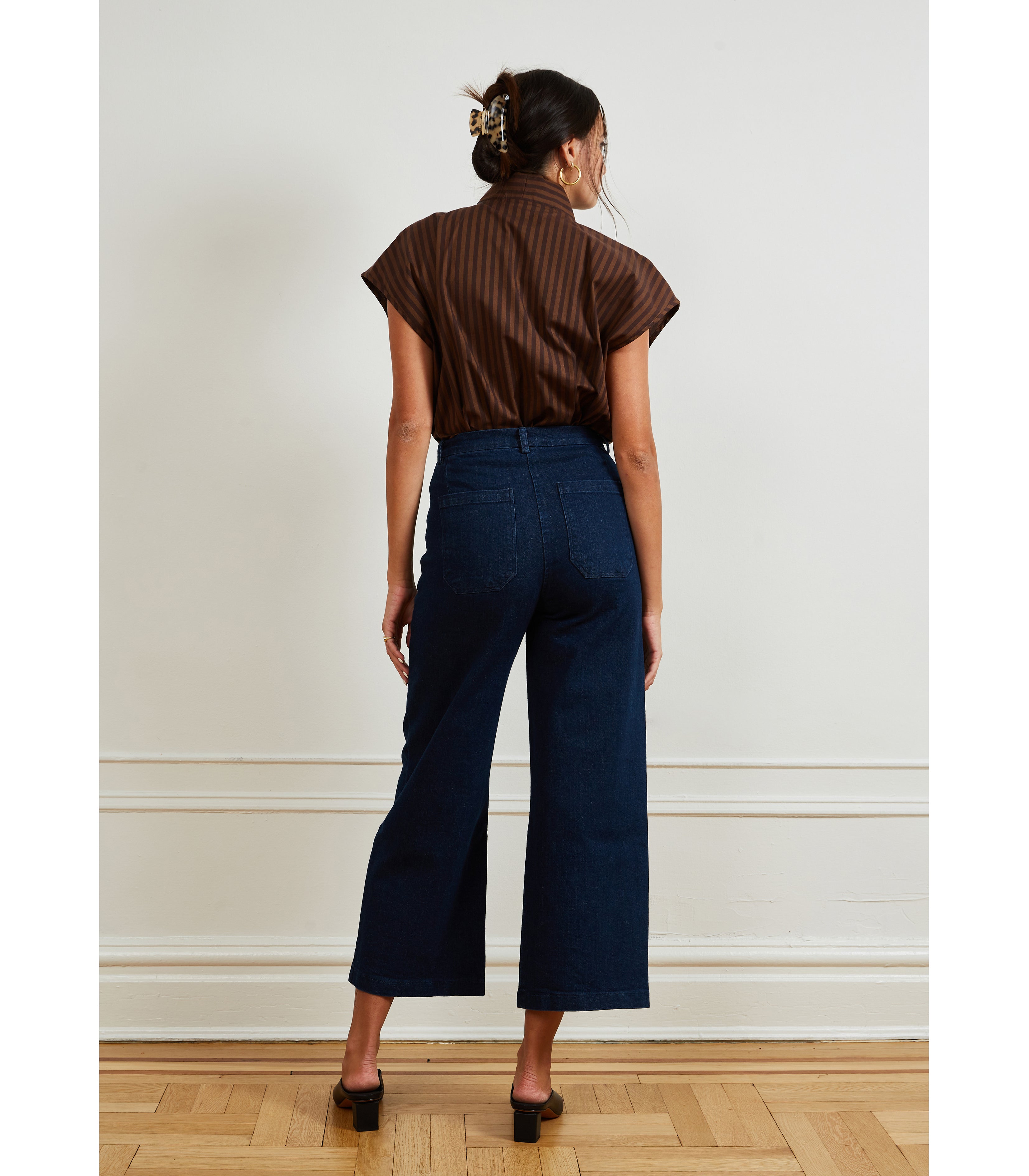 Dark Indigo Simone Jeans & Brown Stripe SIenna Top | Loup