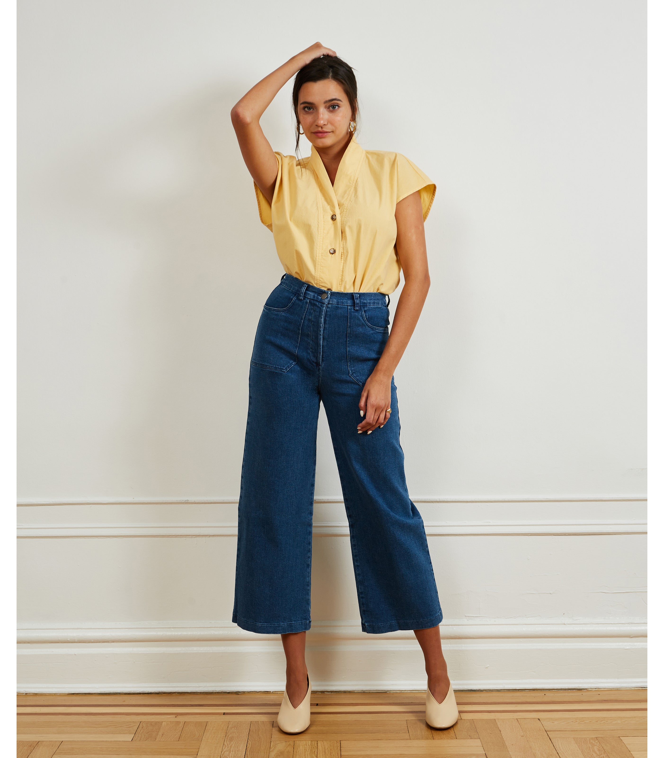 【新品未使用】HELLO LUPO blue denim 18-24m Jeans for Curvy Women | High-Rise Wide Leg Jeans | Simone Jeans - Loup